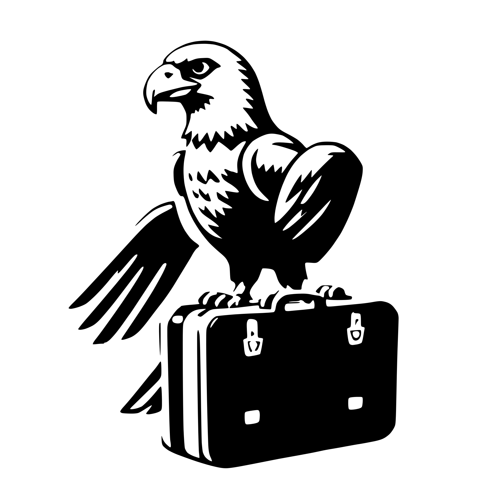 AI-generated SVG of 'eagle with suitcase'