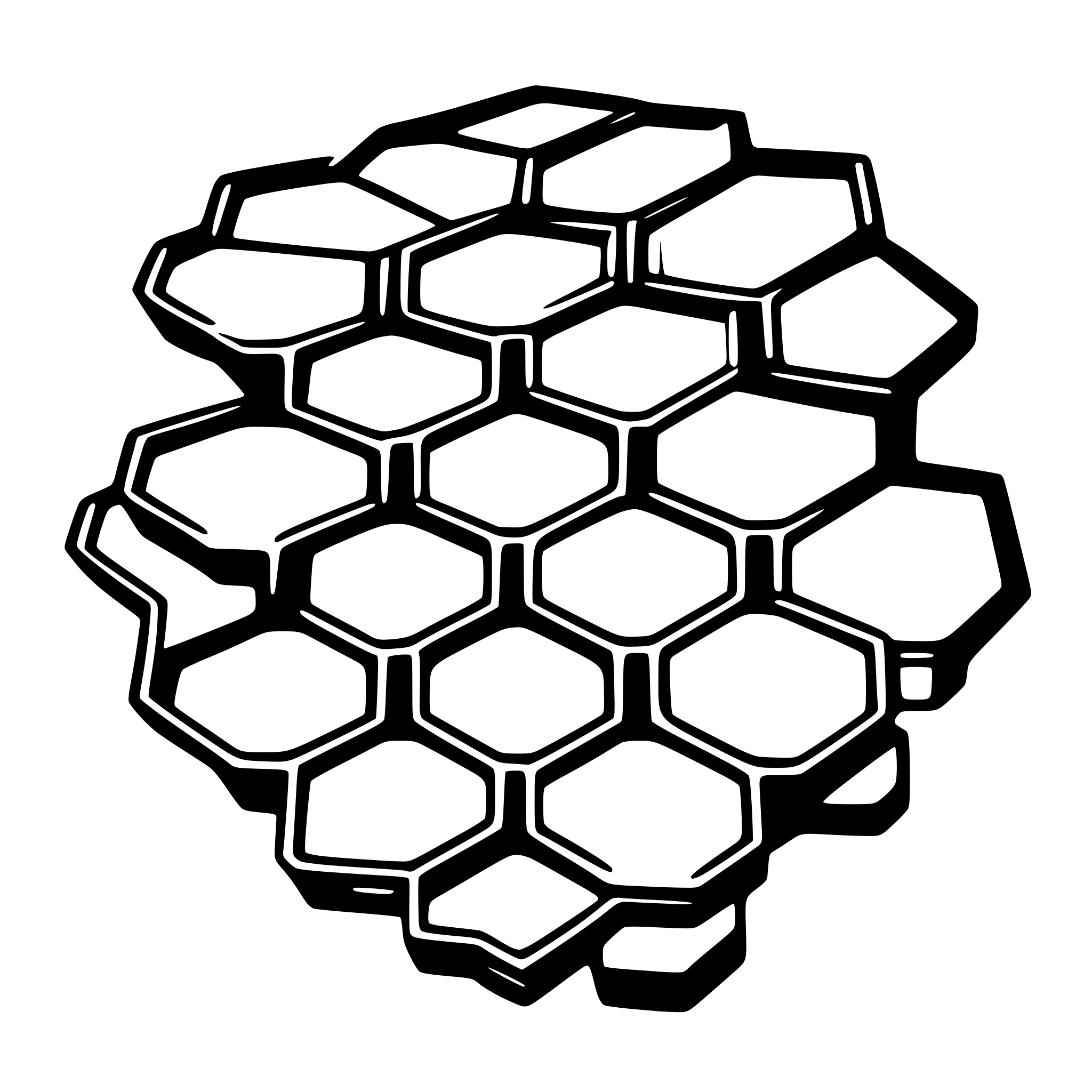 AI-generated SVG of 'Simple line Fibonacci spiral made of hexagon sides'