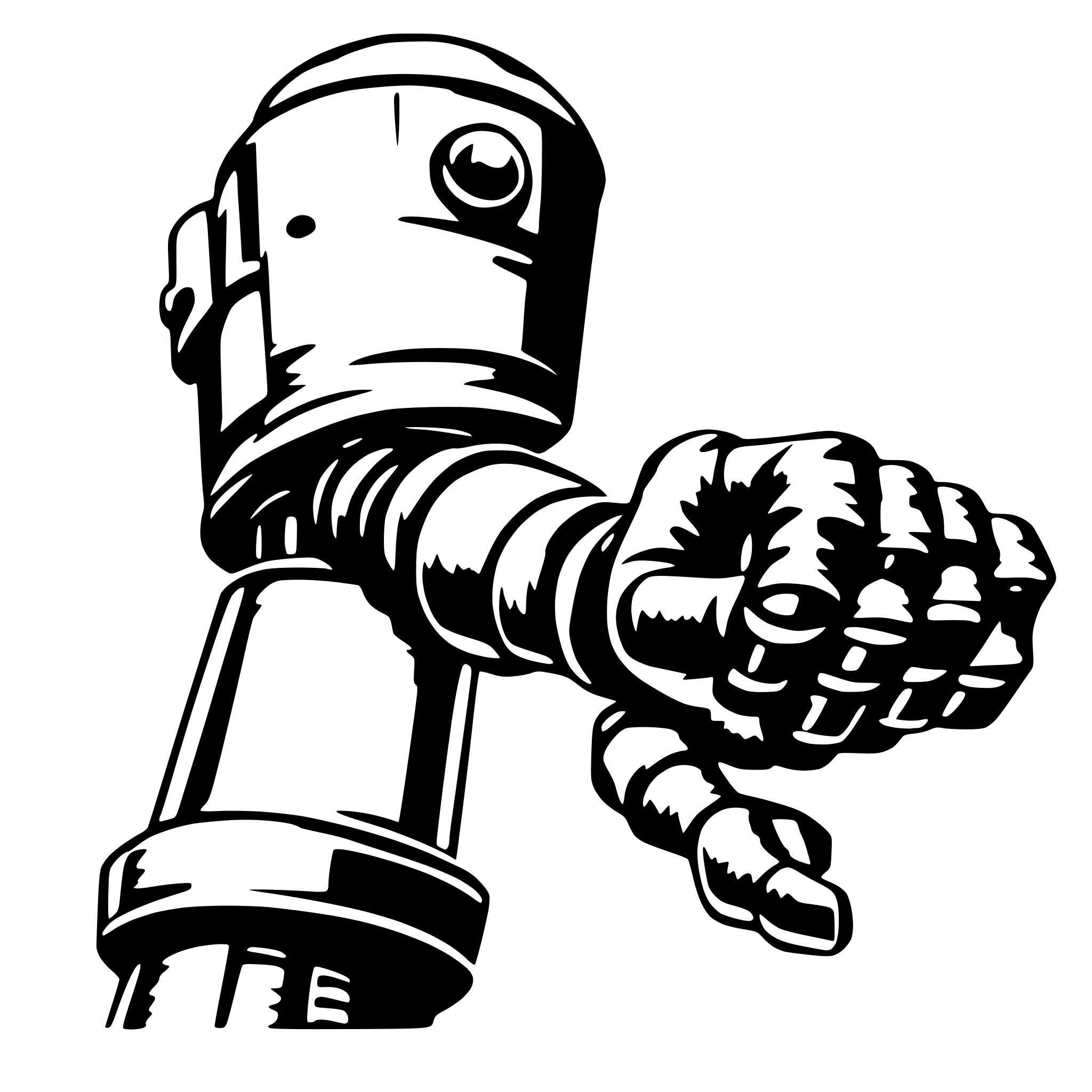 AI-generated SVG of 'robot arm punch'