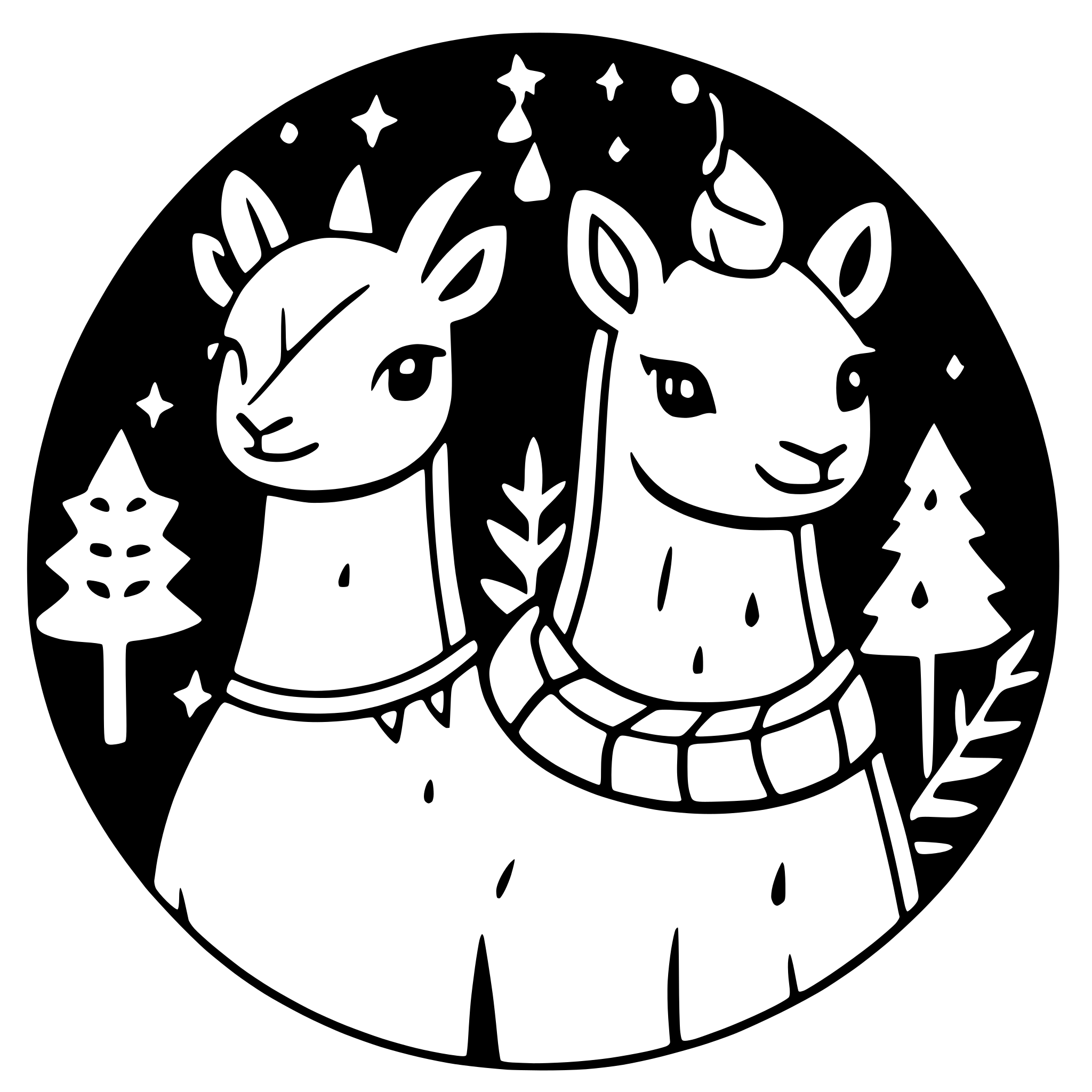 AI-generated SVG of a three christmas vibe lamas