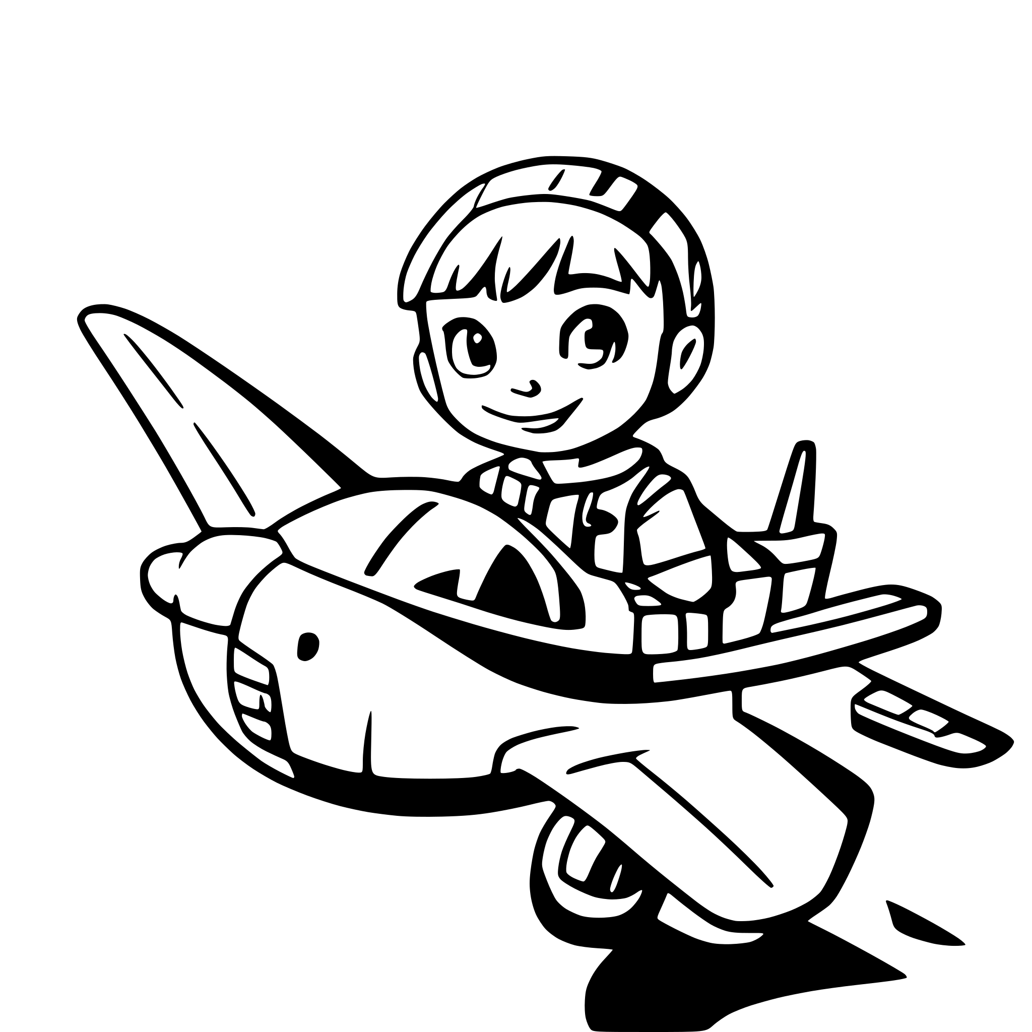 AI-generated SVG of a plane with a cut boy in the cockpit