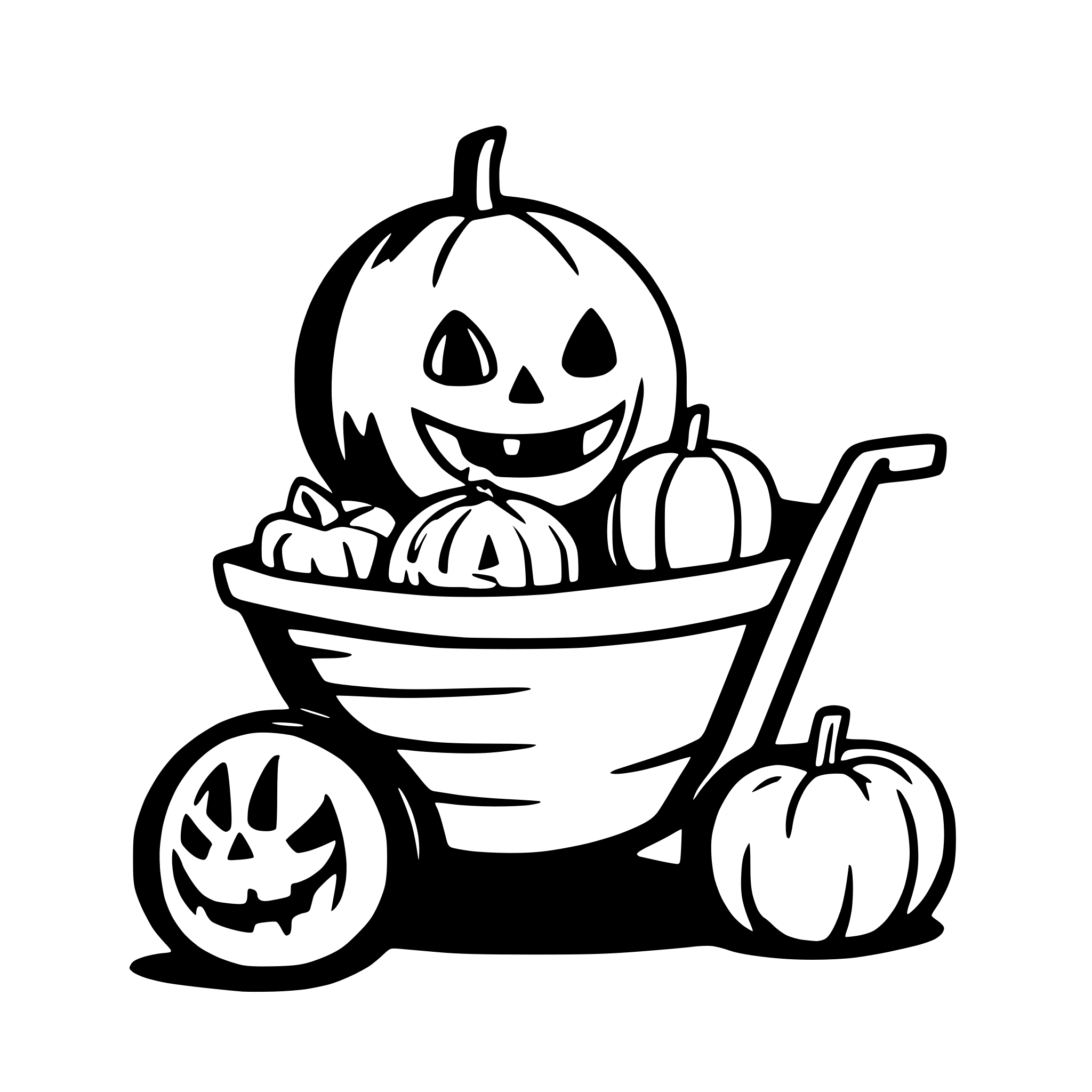 AI-generated SVG of a spookey pumpkins with wheelbarrow