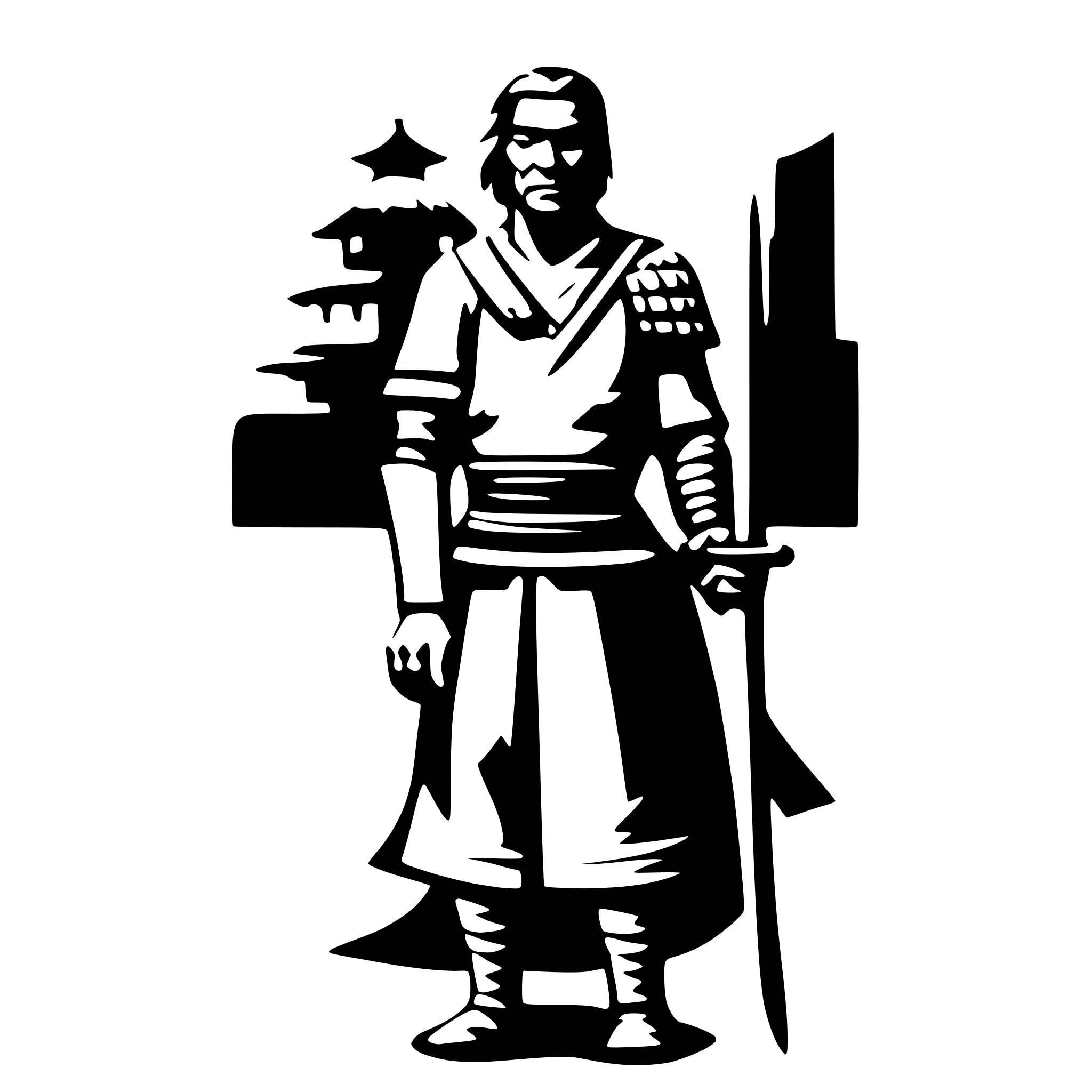 AI-generated SVG of a old samurai, side view, nostalgic