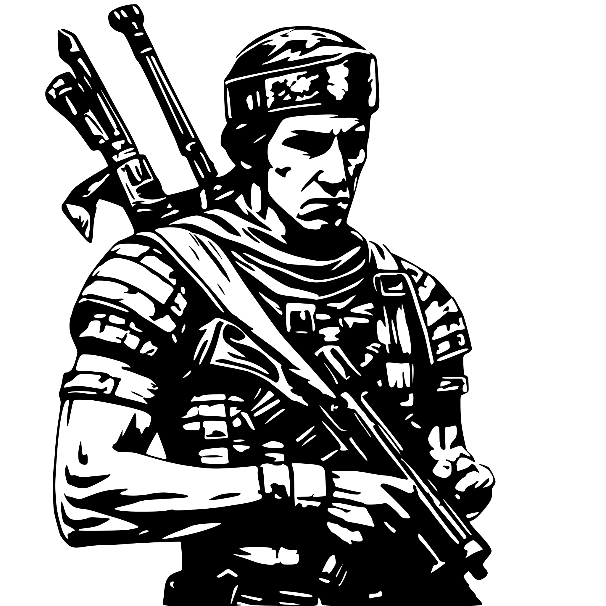 AI-generated SVG of 'Ukrainian warrior holds SCAR-L'