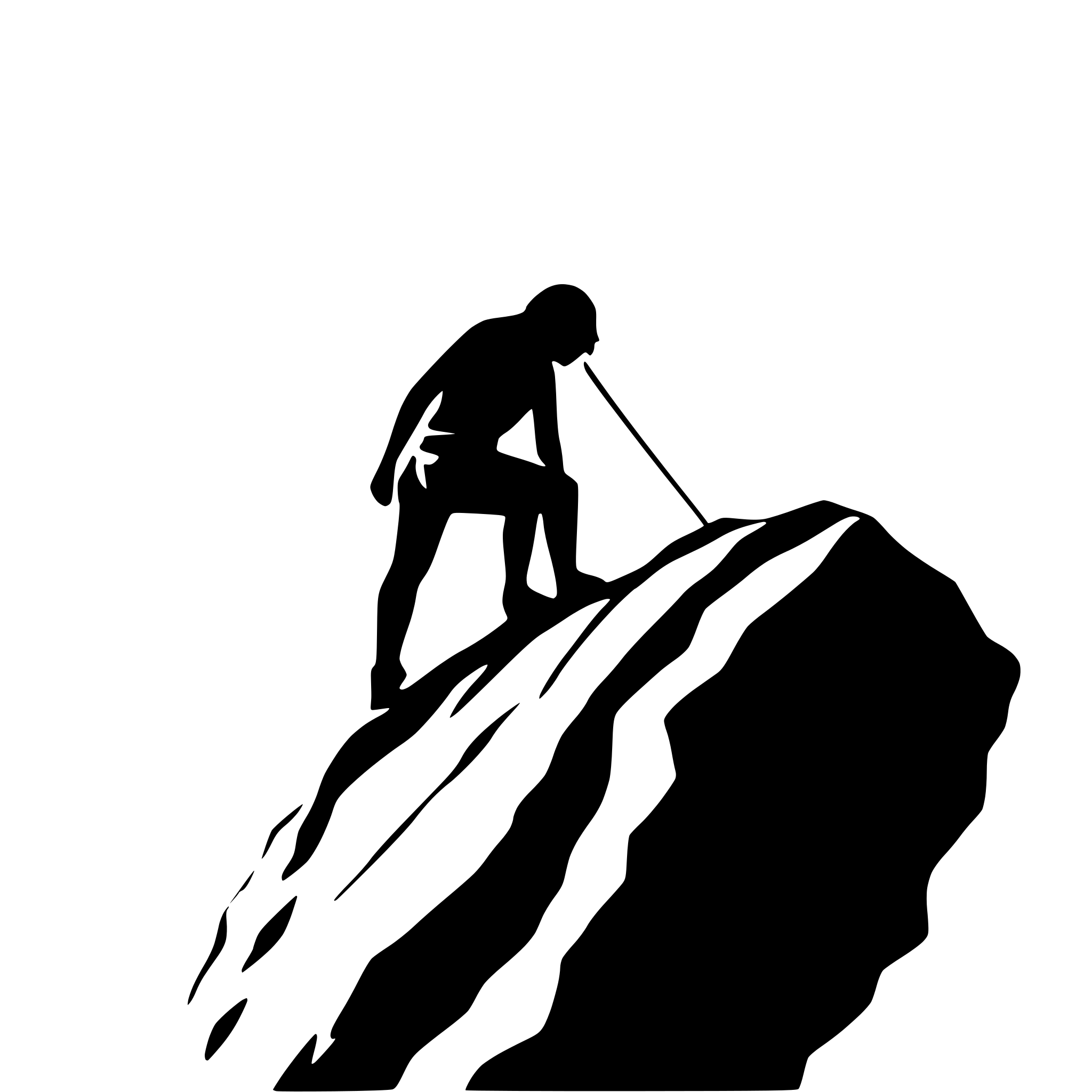 AI-generated SVG of 'a black silhouette of a boulder climber climbing on a 35 degree overhang on a plain white background'