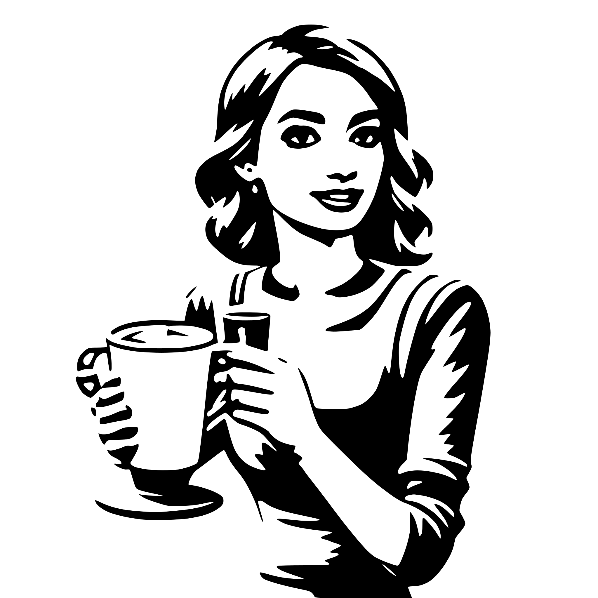 AI-generated SVG of 'Woman holding a coffee'