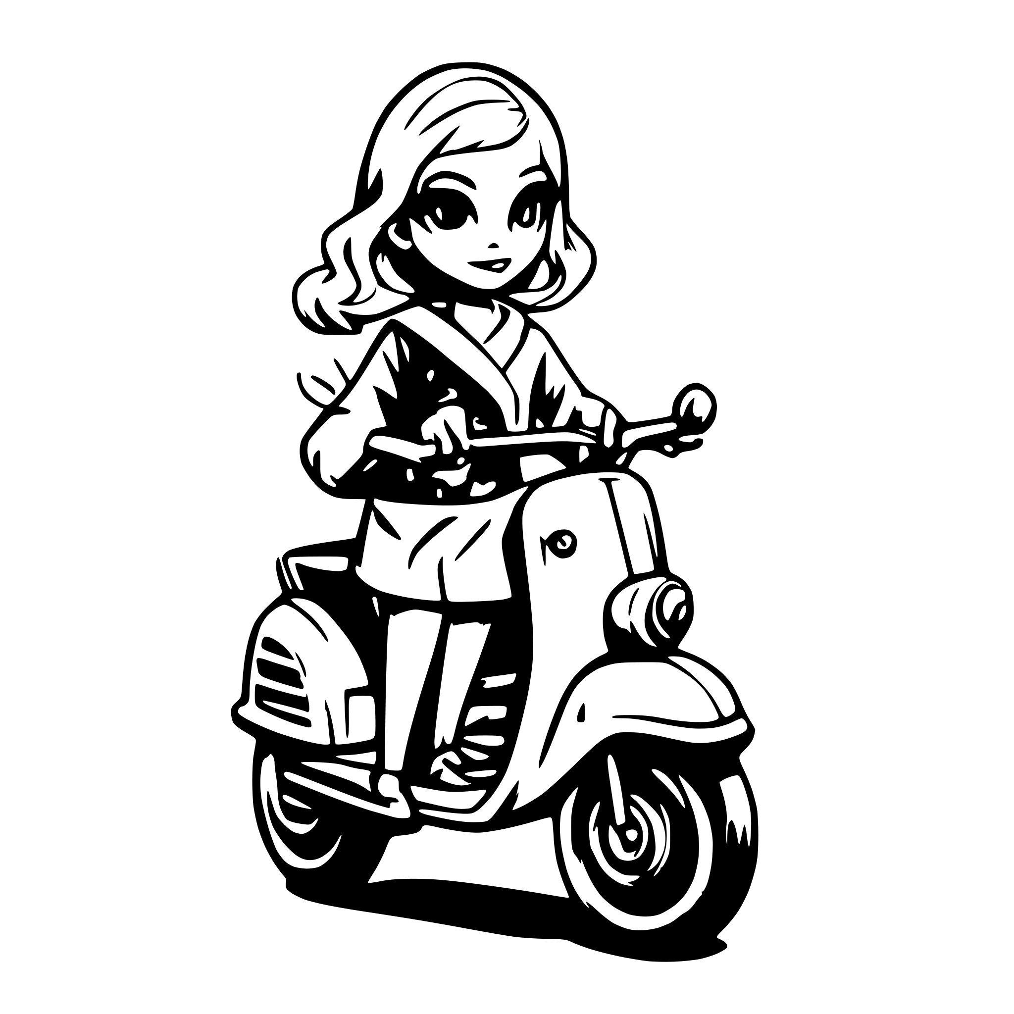 AI-generated SVG of a Woman on a vespa