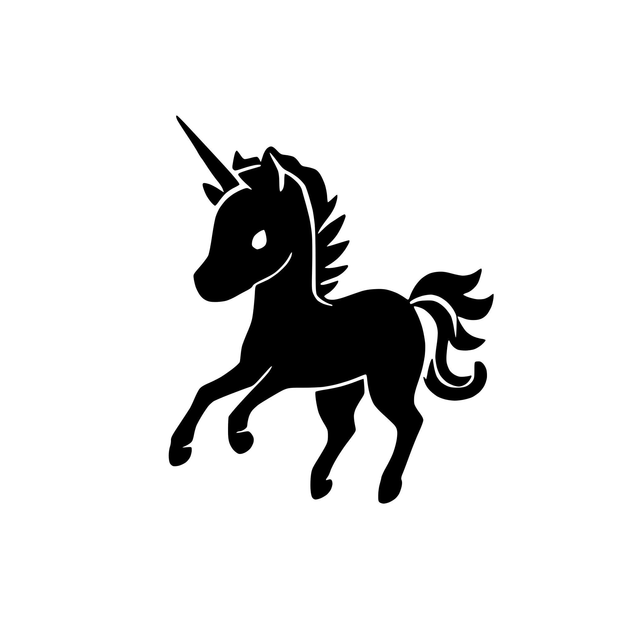 AI-generated SVG of 'cute unicorn jumping, no background, no shadows'