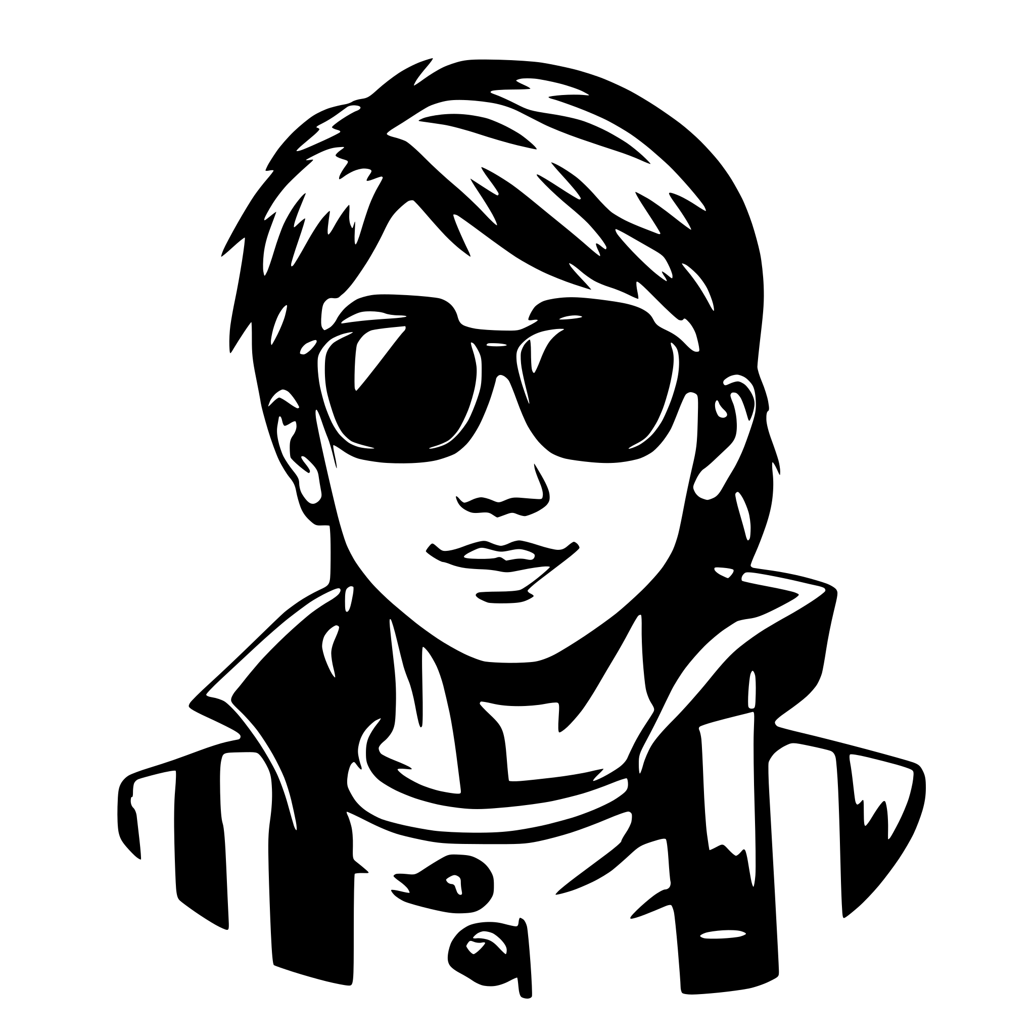 AI-generated SVG of a Boy avatar with sunglass colorful