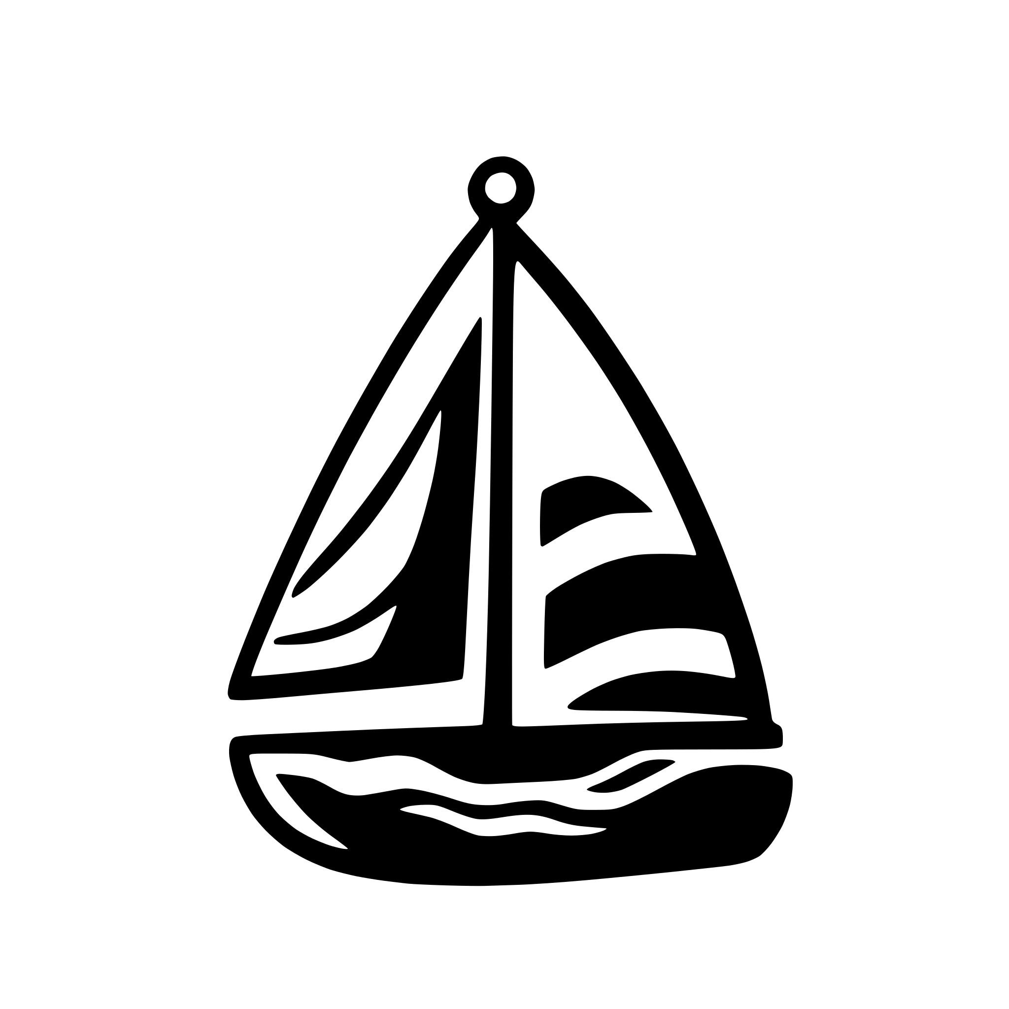 AI-generated SVG of a simple 2d sailbot icon with small water waves