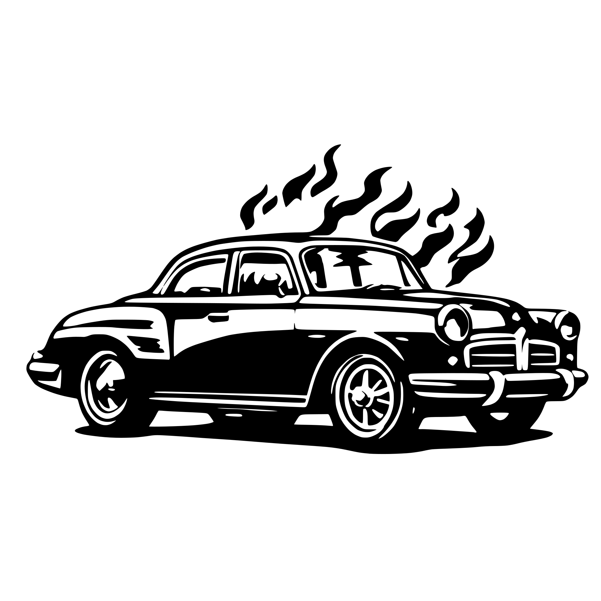 AI-generated SVG of a old school flame decal for a car