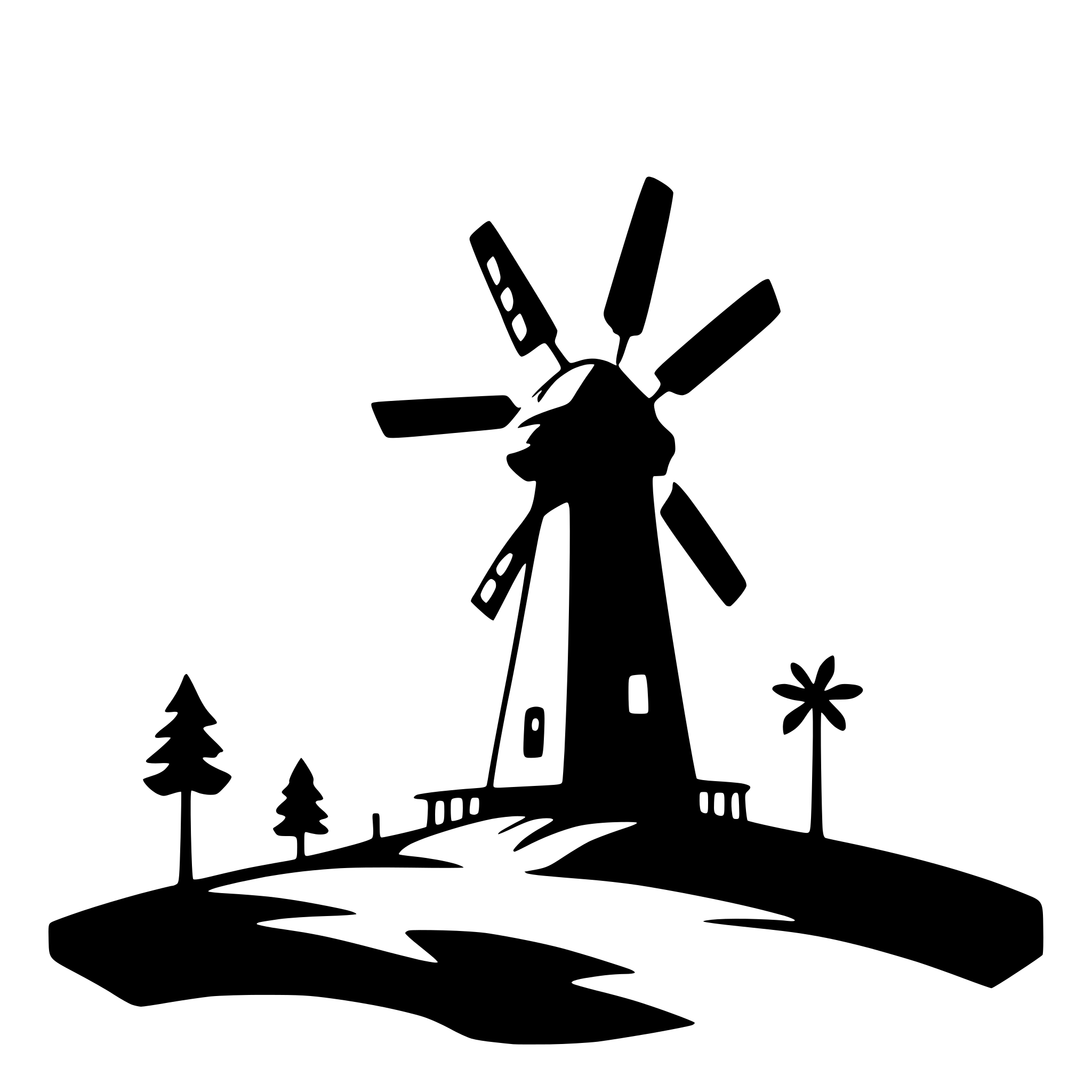 AI-generated SVG of 'windmill on a hilltop'