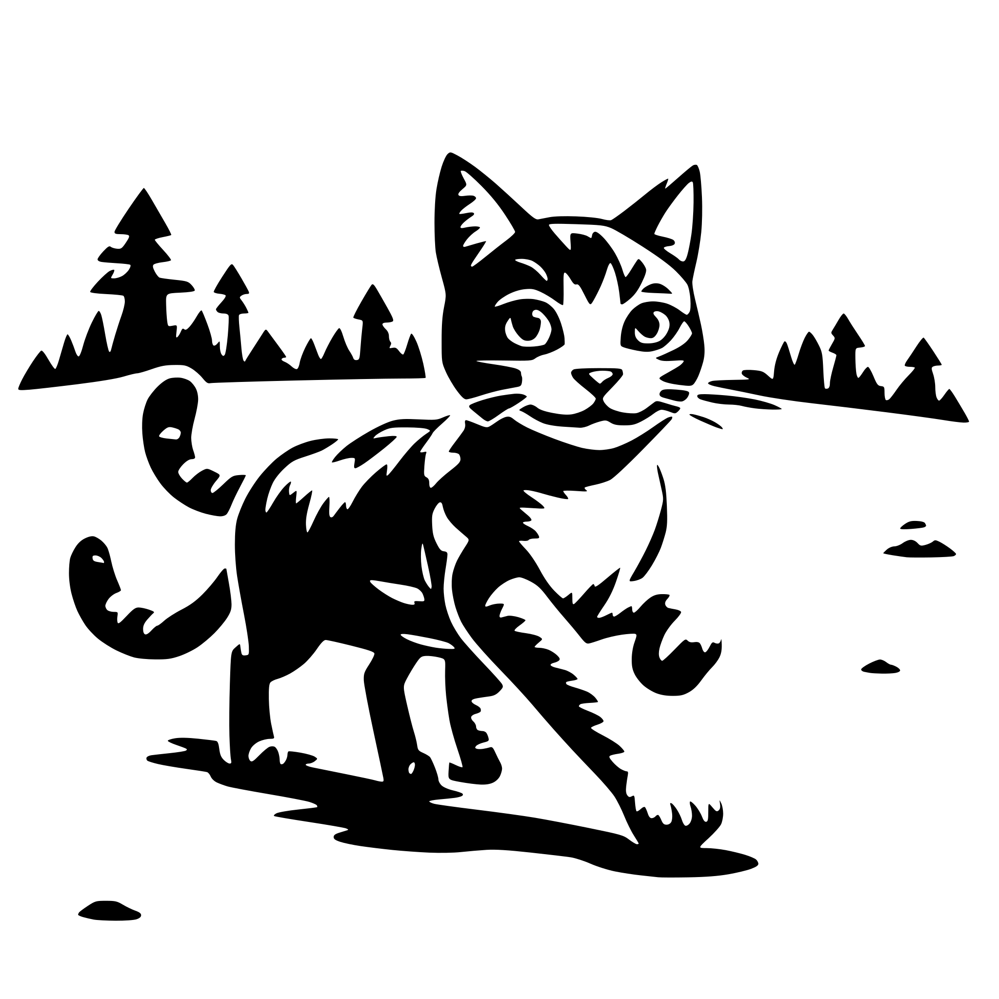 AI-generated SVG of 'running cat in land'