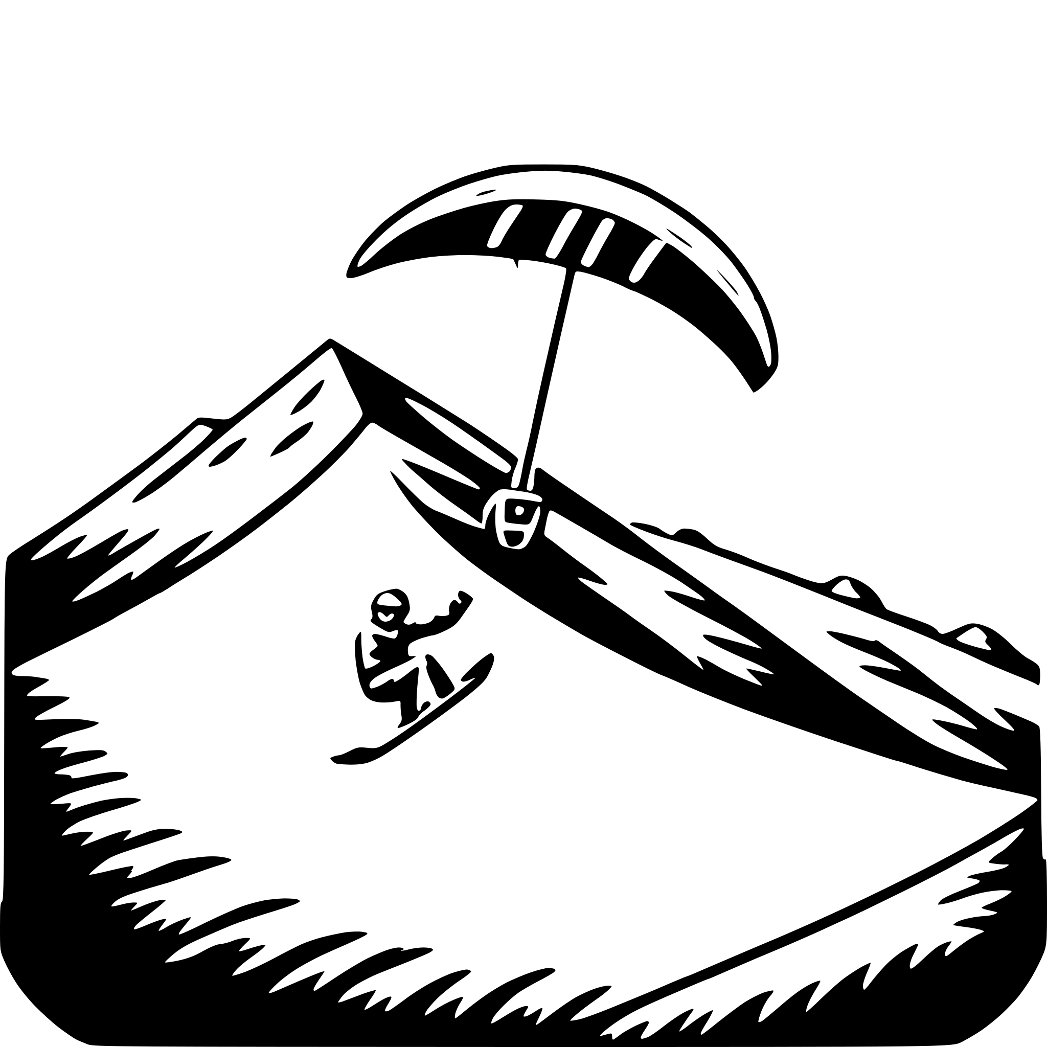 AI-generated SVG of 'hang gliding above hills'