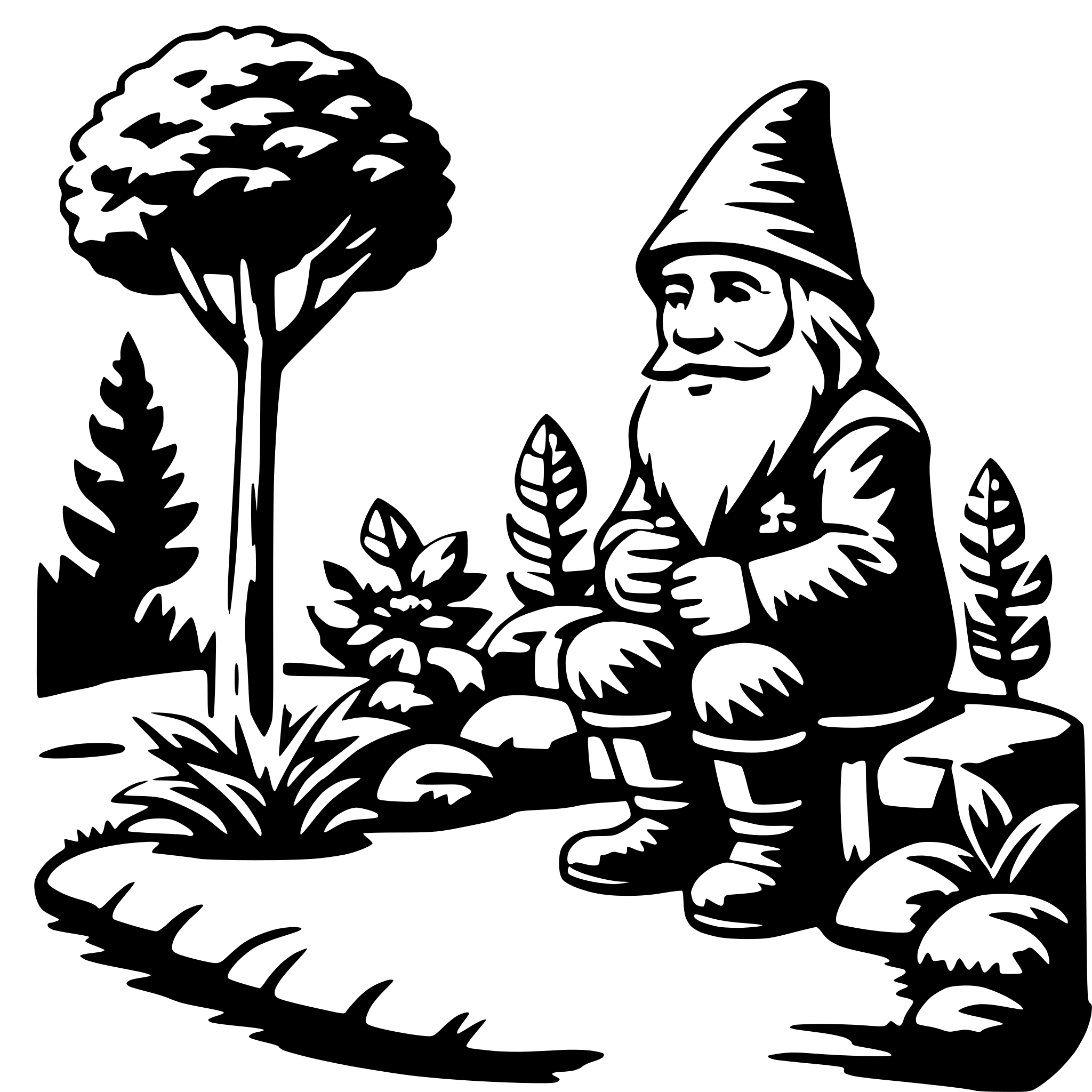 AI-generated SVG of a garden with gnome