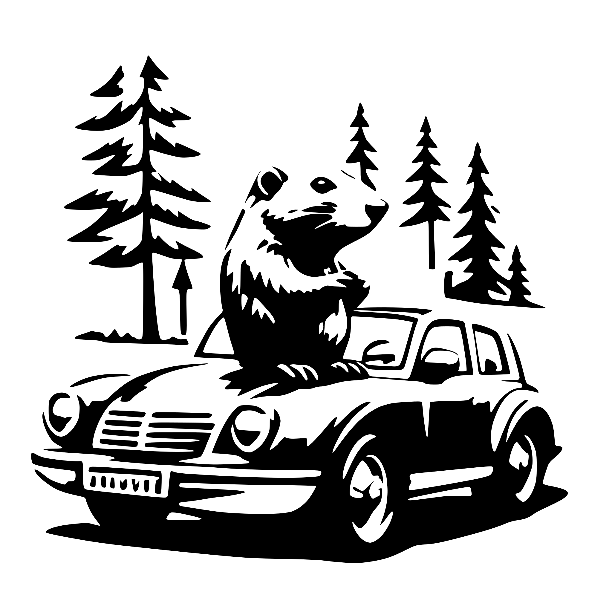 AI-generated SVG of 'beaver on a car'