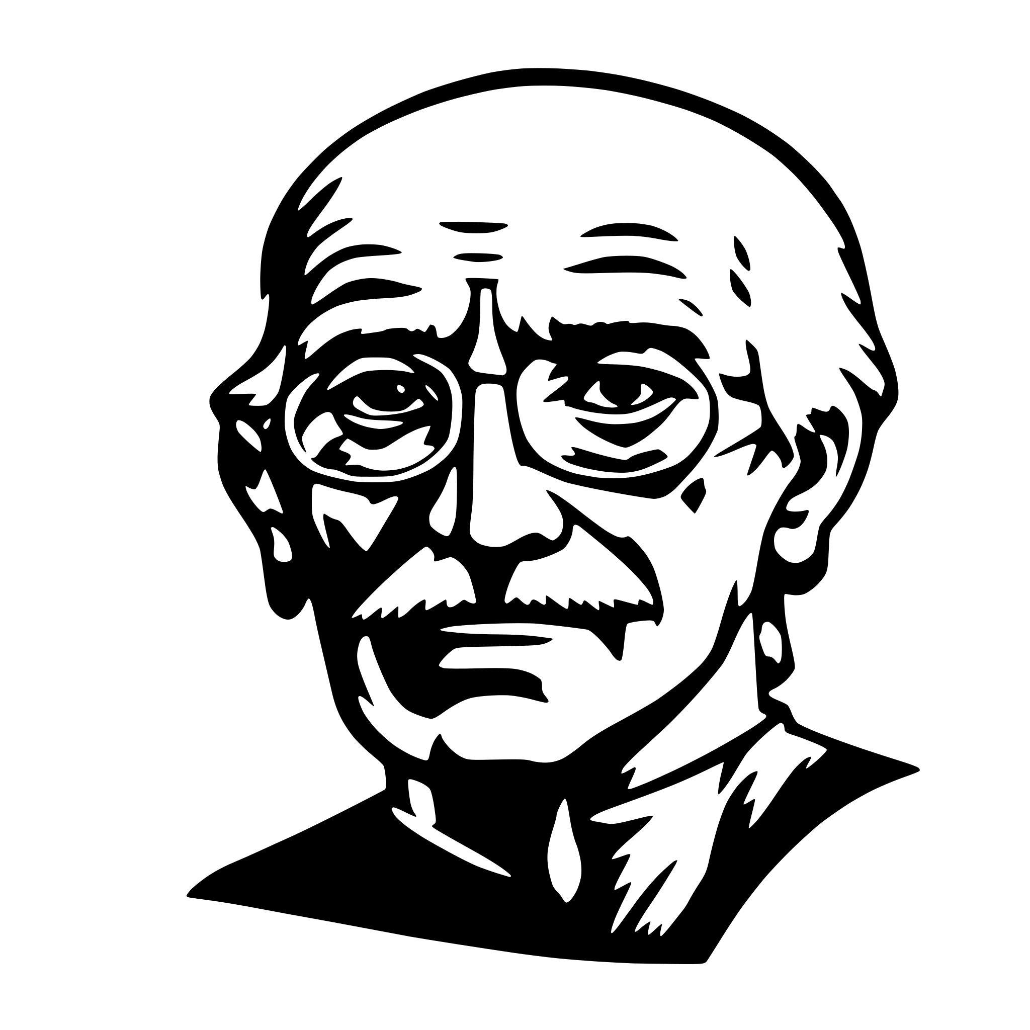 AI-generated SVG of 'Old person bust, generic, more abstract and general'
