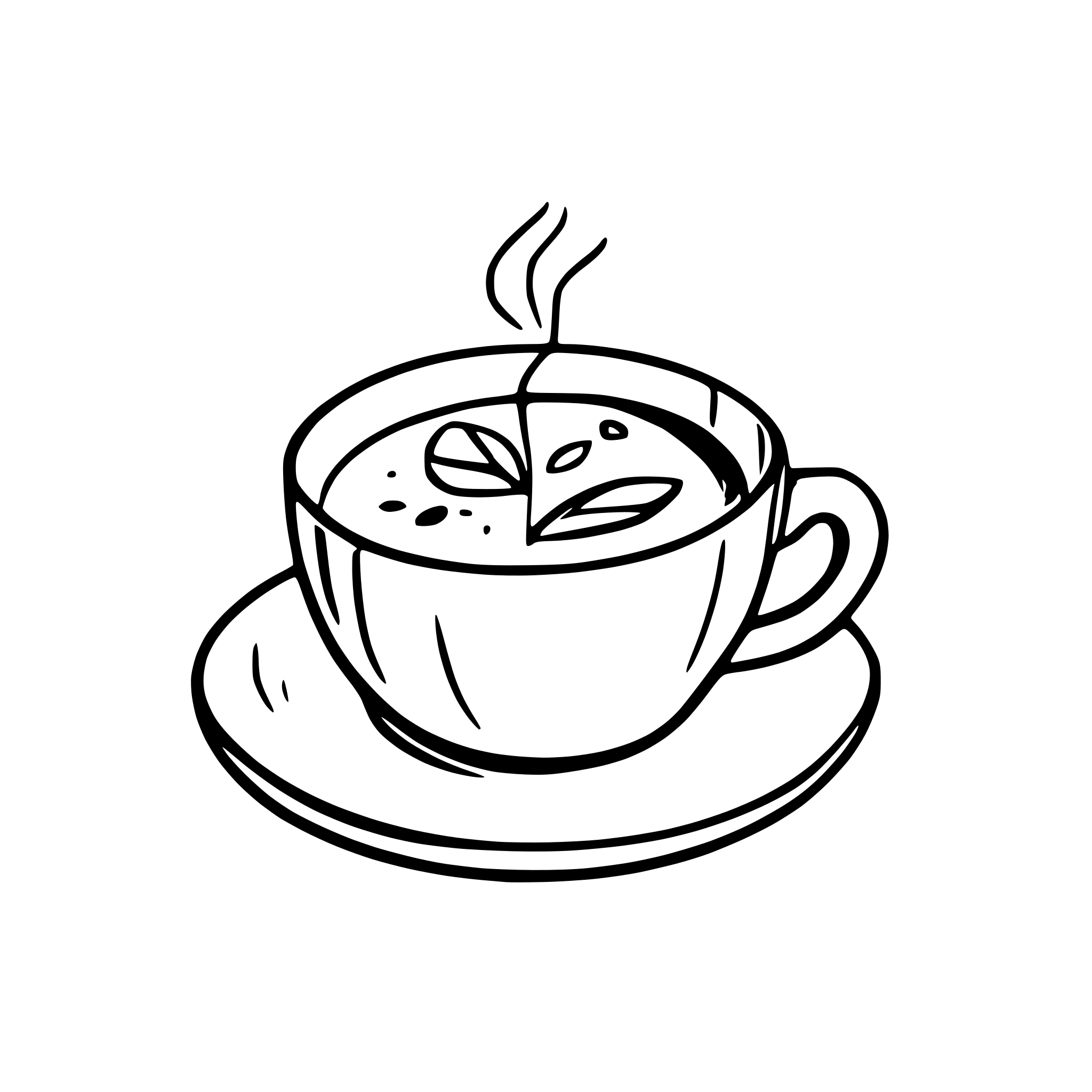 AI-generated SVG of 'side view of cappuccino coffee cup line art only.'