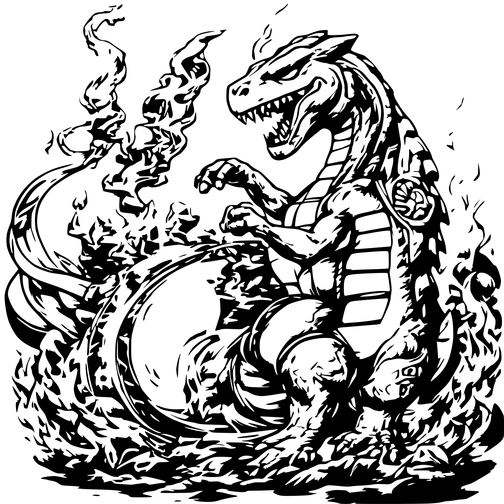AI-generated SVG of a Charizard blowing fire at blastoise