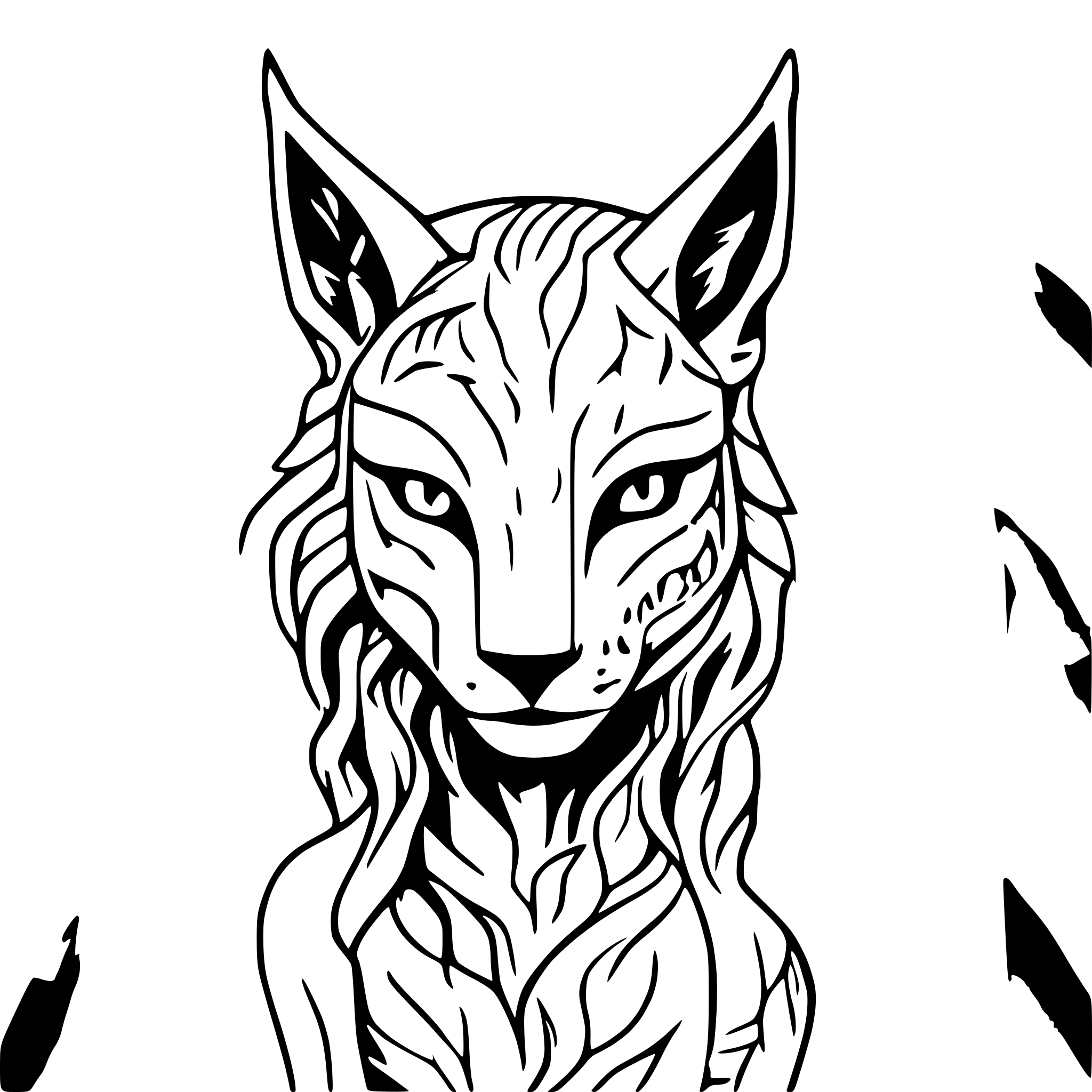 AI-generated SVG of a A Mythological creature that is a blend of a lynx and a demon