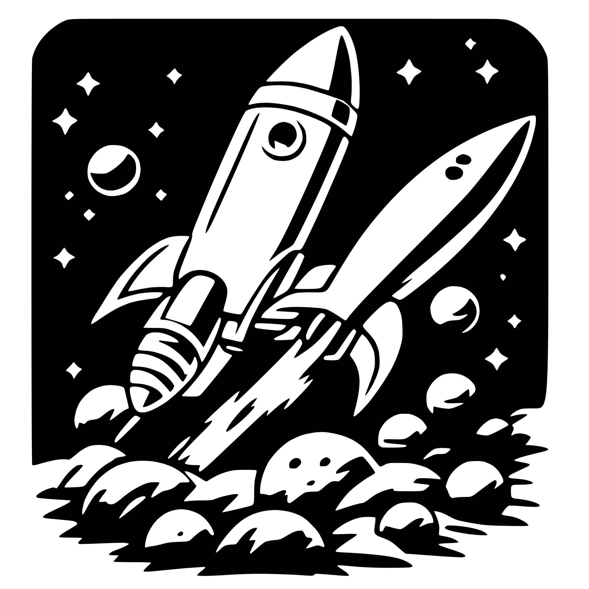 AI-generated SVG of 'rocket and planets'