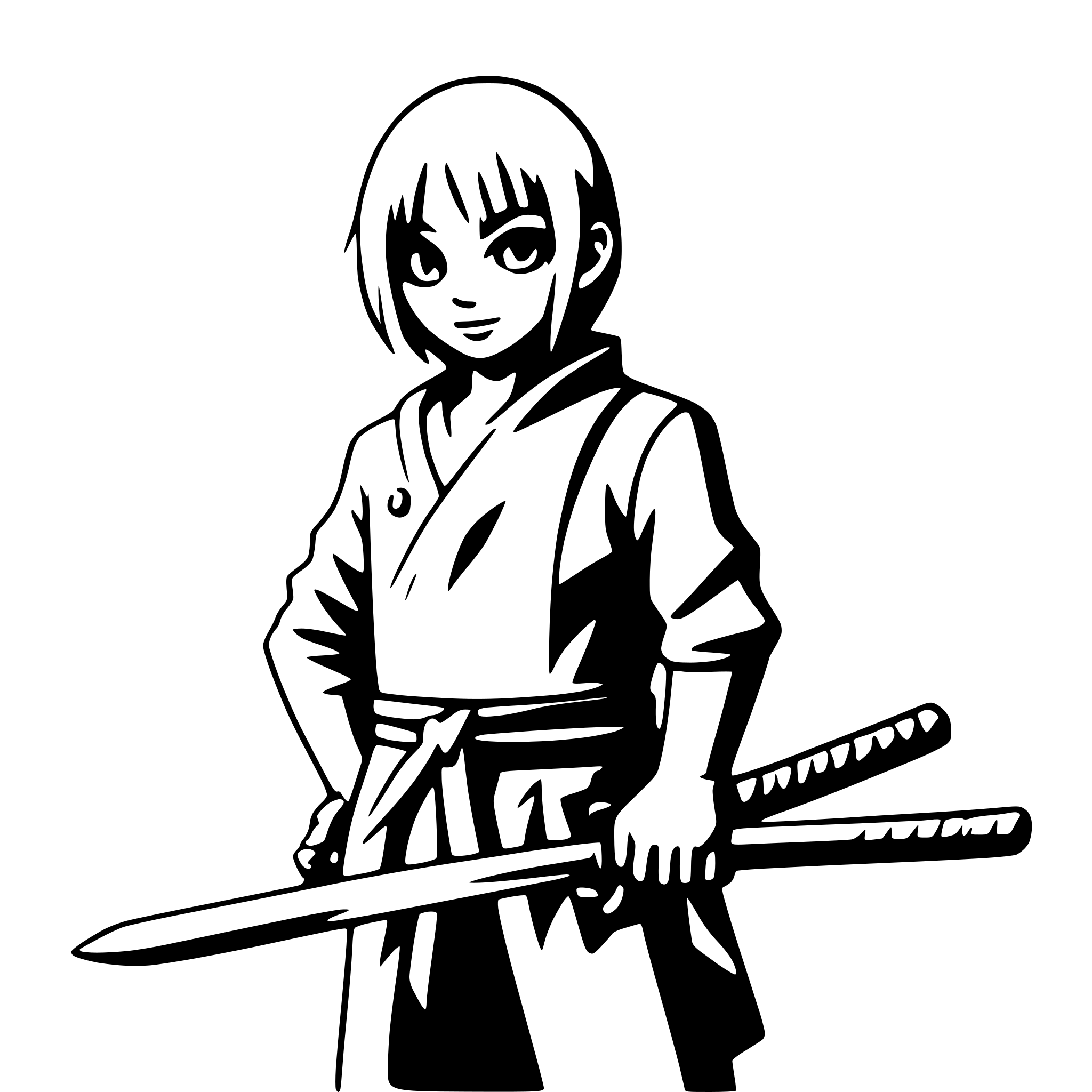 AI-generated SVG of 'boy with katana'