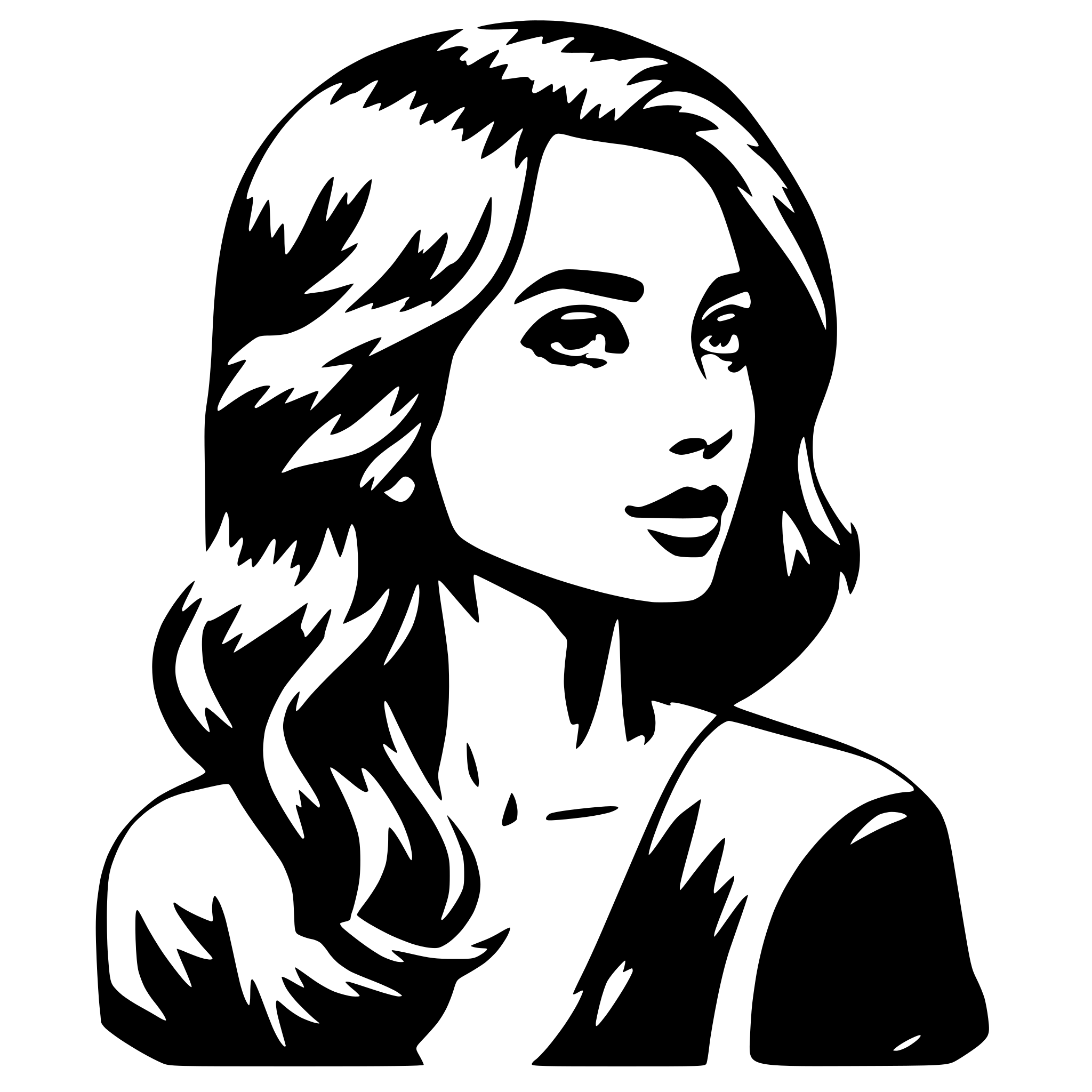 AI-generated SVG of 'beautiful girl, side view'