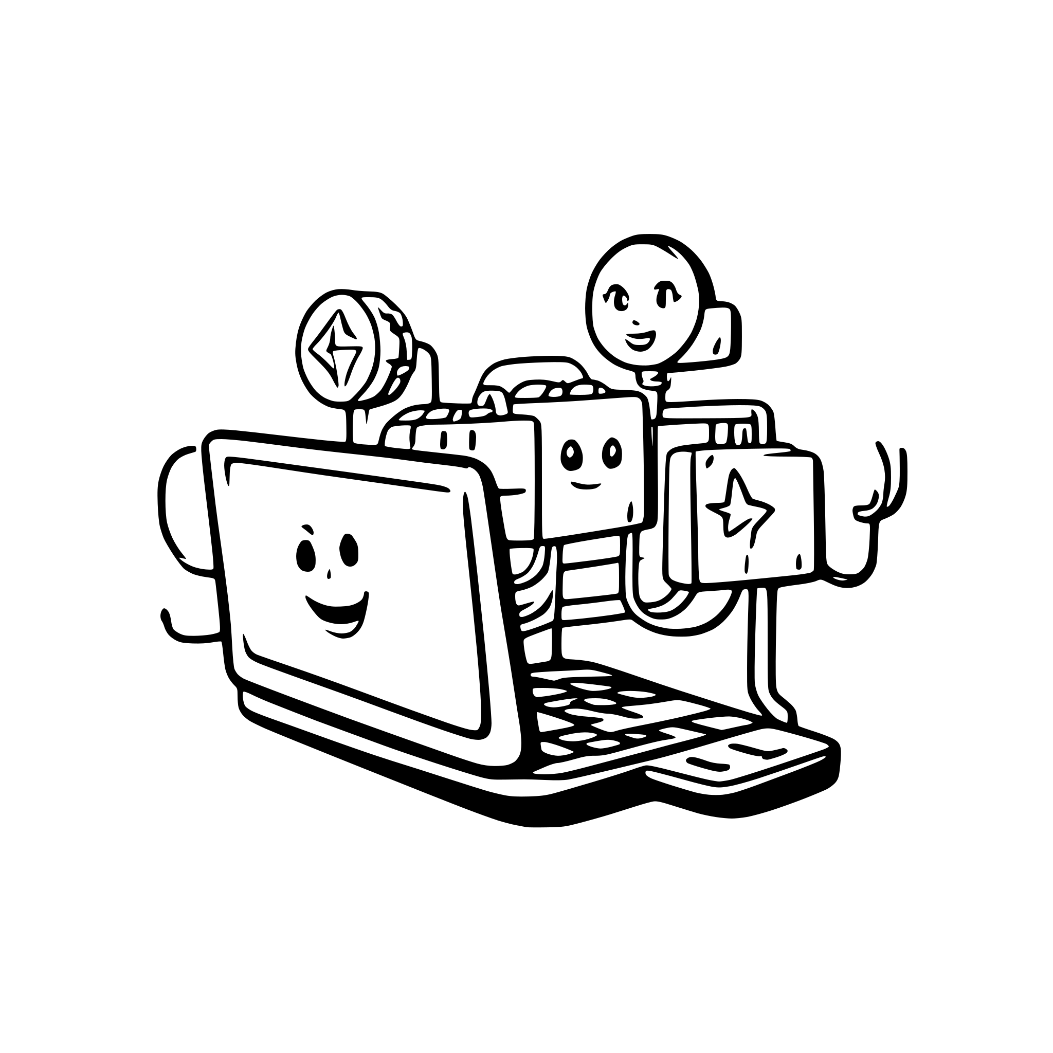 AI-generated SVG of 'a laptop connecting to multiple servers through load balancing'