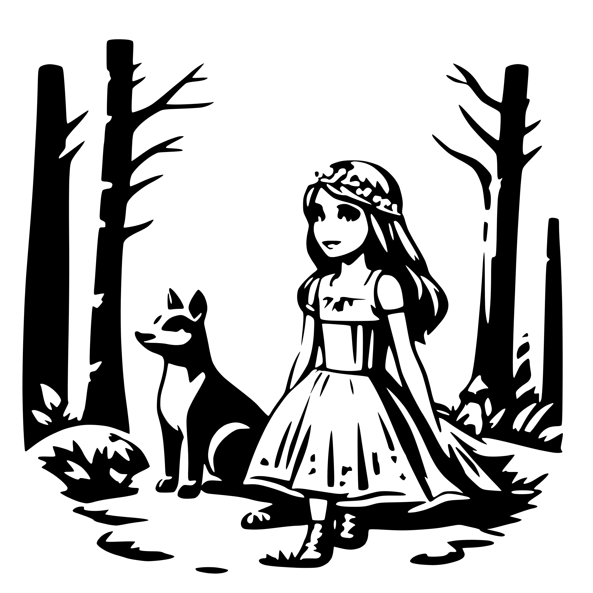 AI-generated SVG of 'fairy with forest animals'
