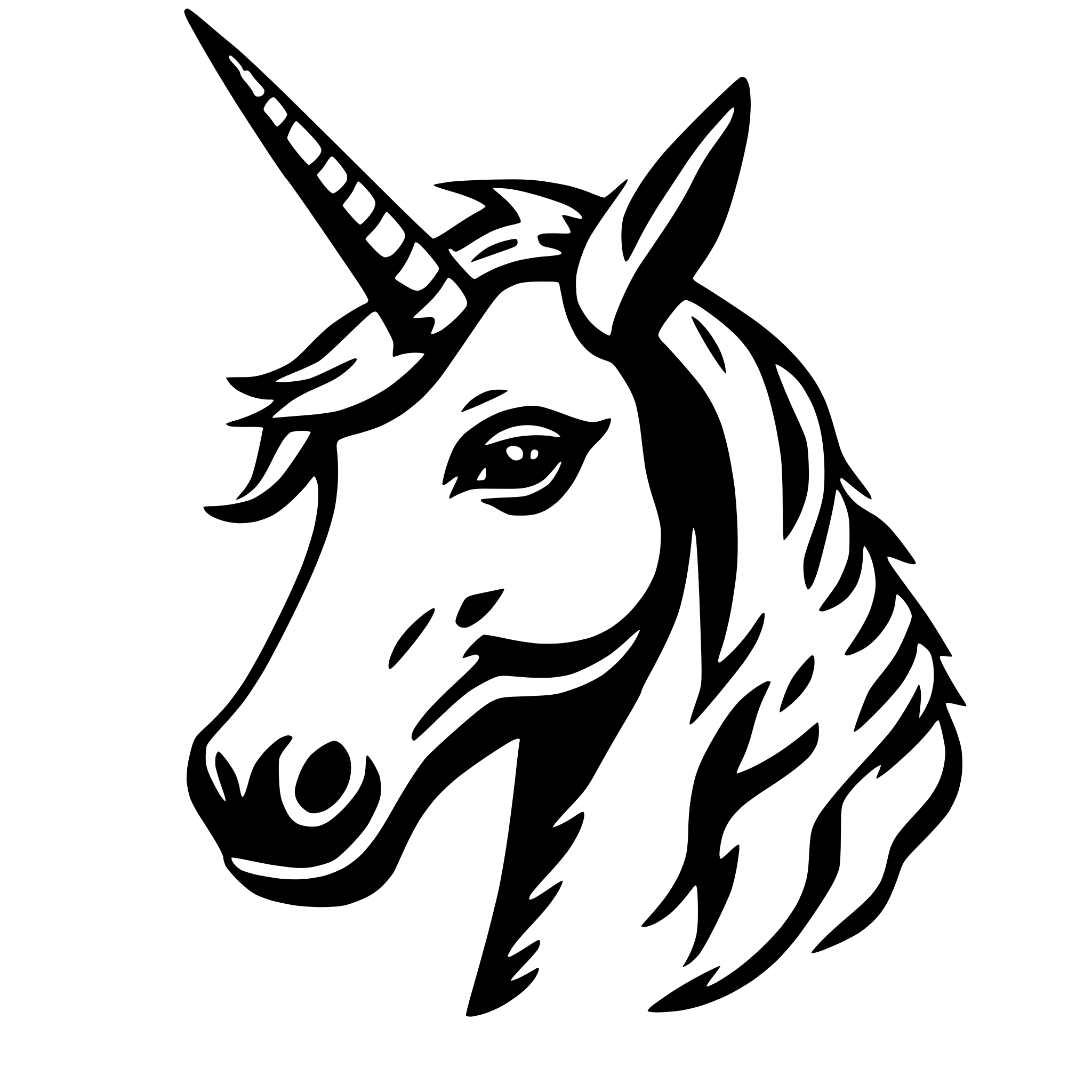 AI-generated SVG of a unicorn head