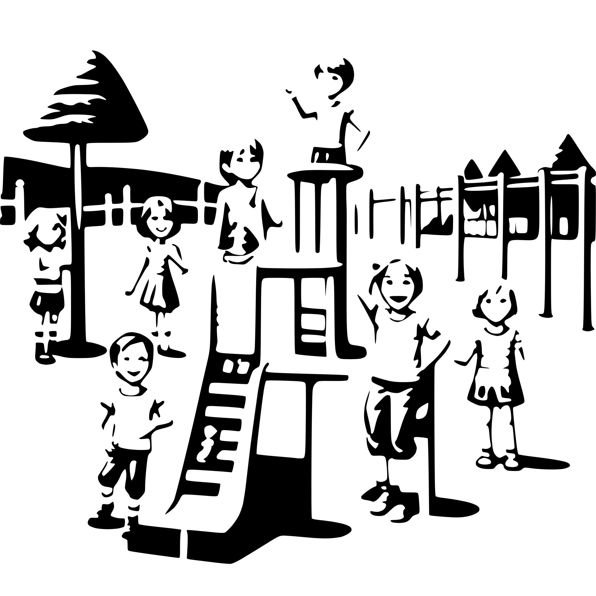 AI-generated SVG of 'many children with smiling face paying on the playground'
