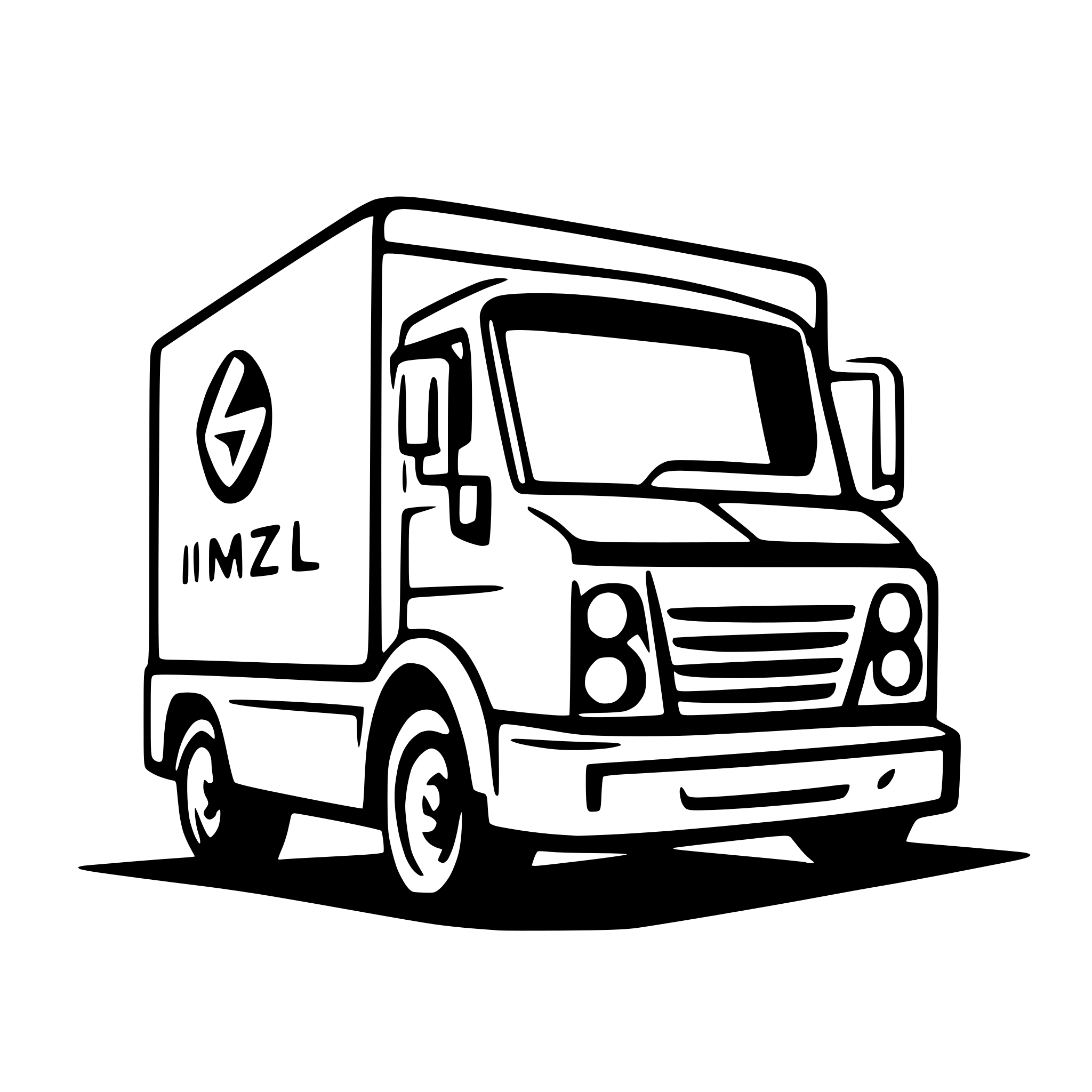 AI-generated SVG of a box truck on road