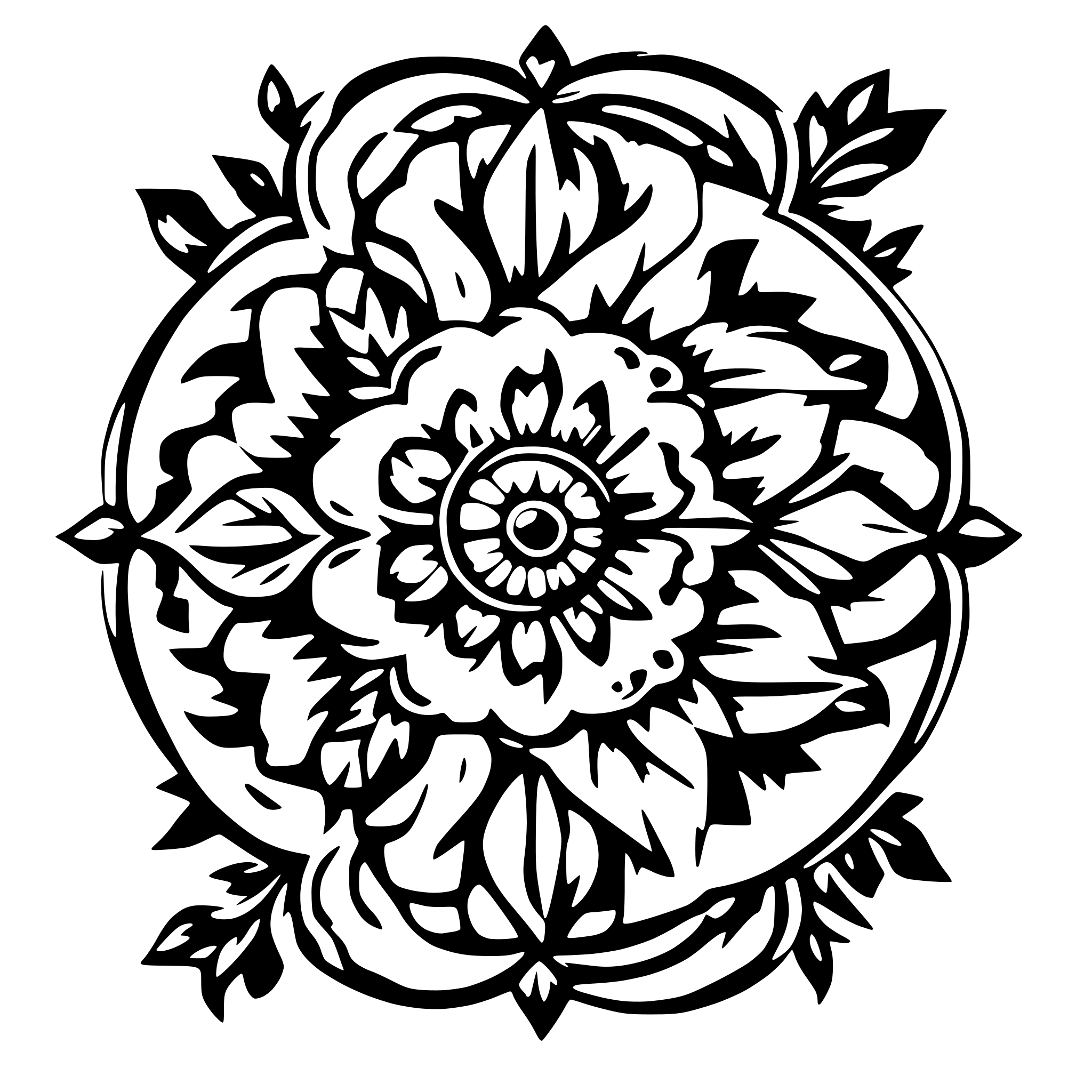 AI-generated SVG of a floral ornament afghan style detailed