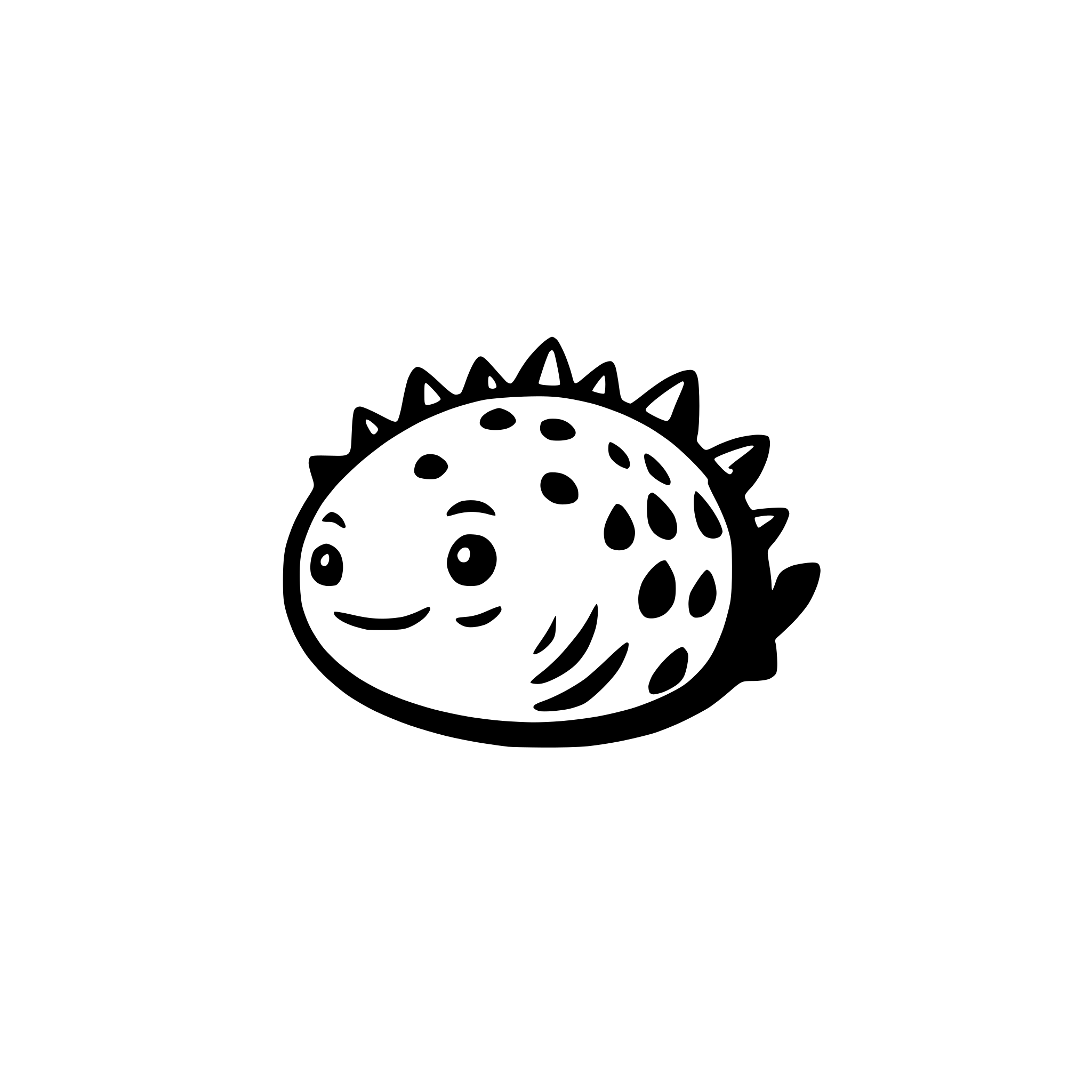 AI-generated SVG of a happy puffer fish
