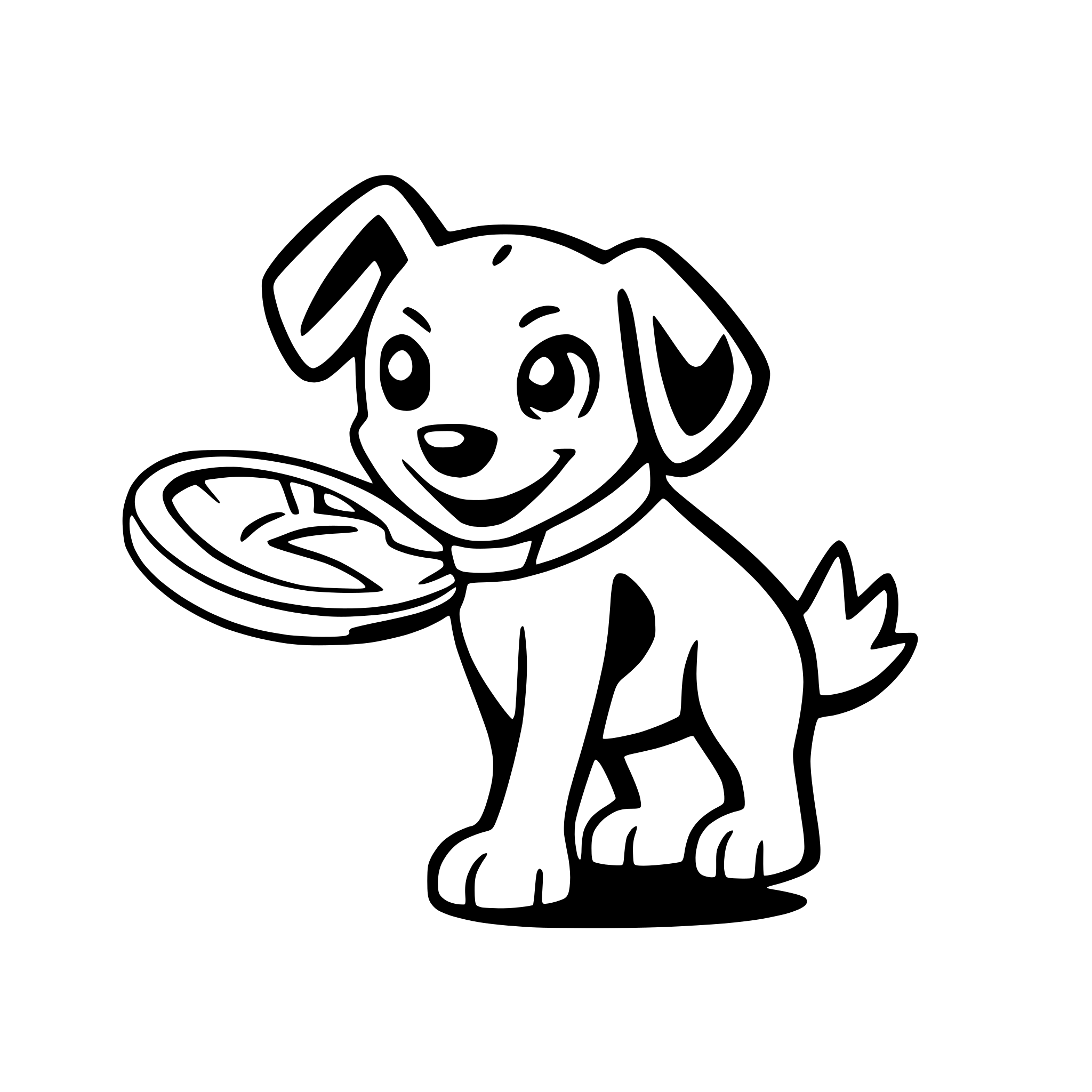 AI-generated SVG of a a playful puppy with a frisbee