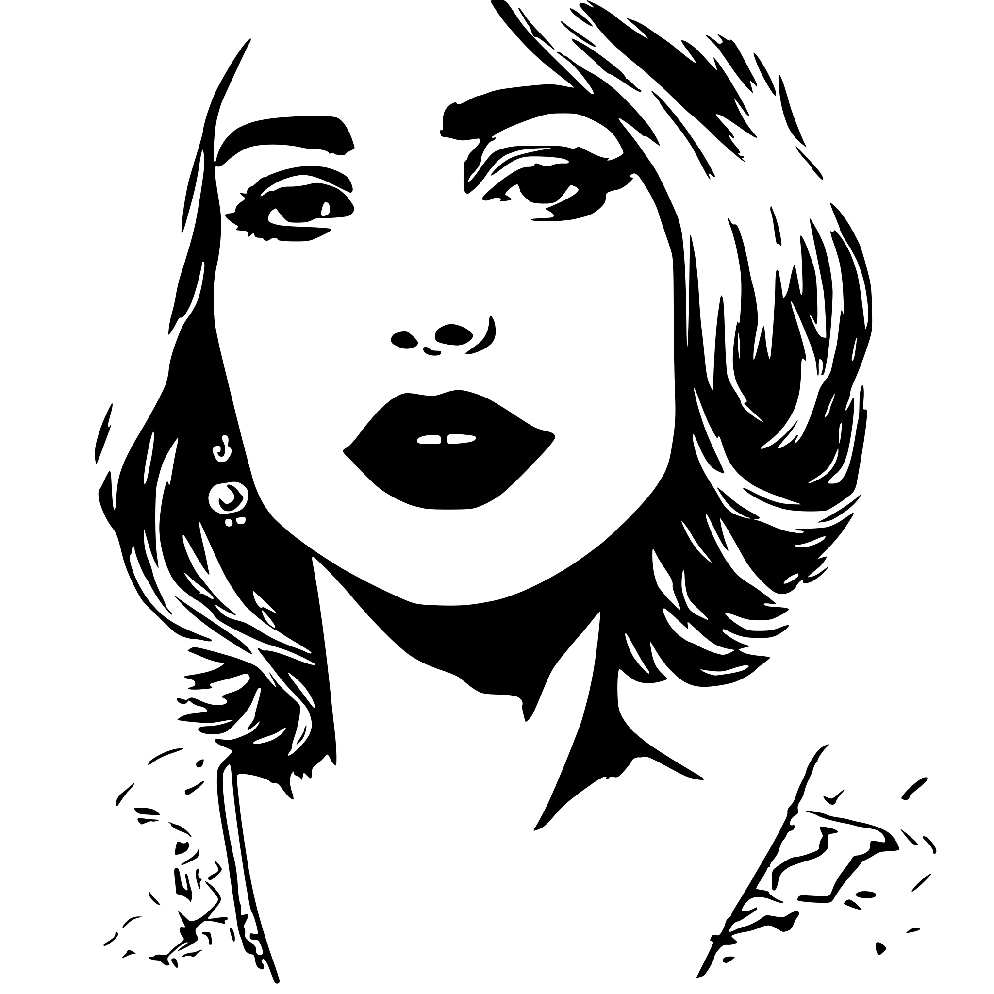 AI-generated SVG of a girl red lips with all detailed texture