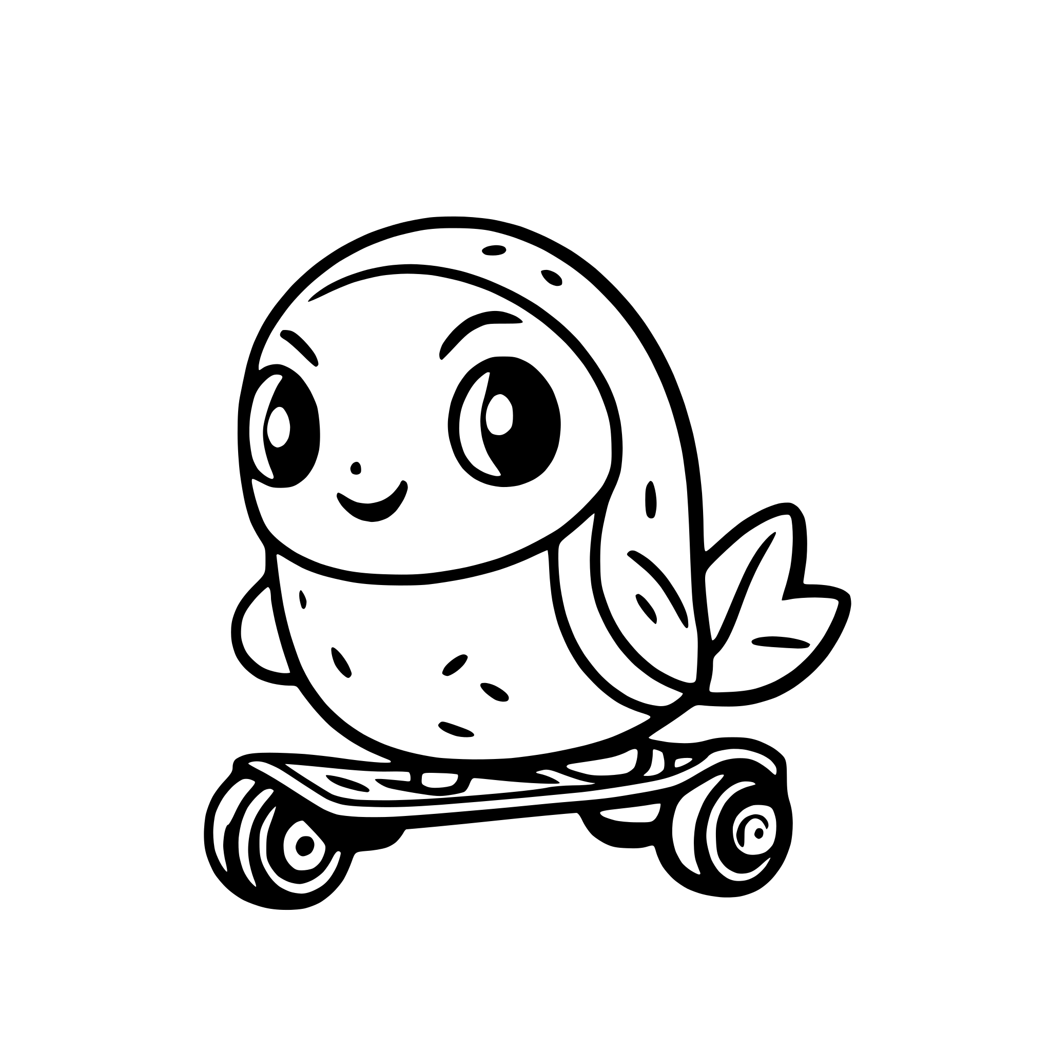 AI-generated SVG of 'a rollerblading avocado'