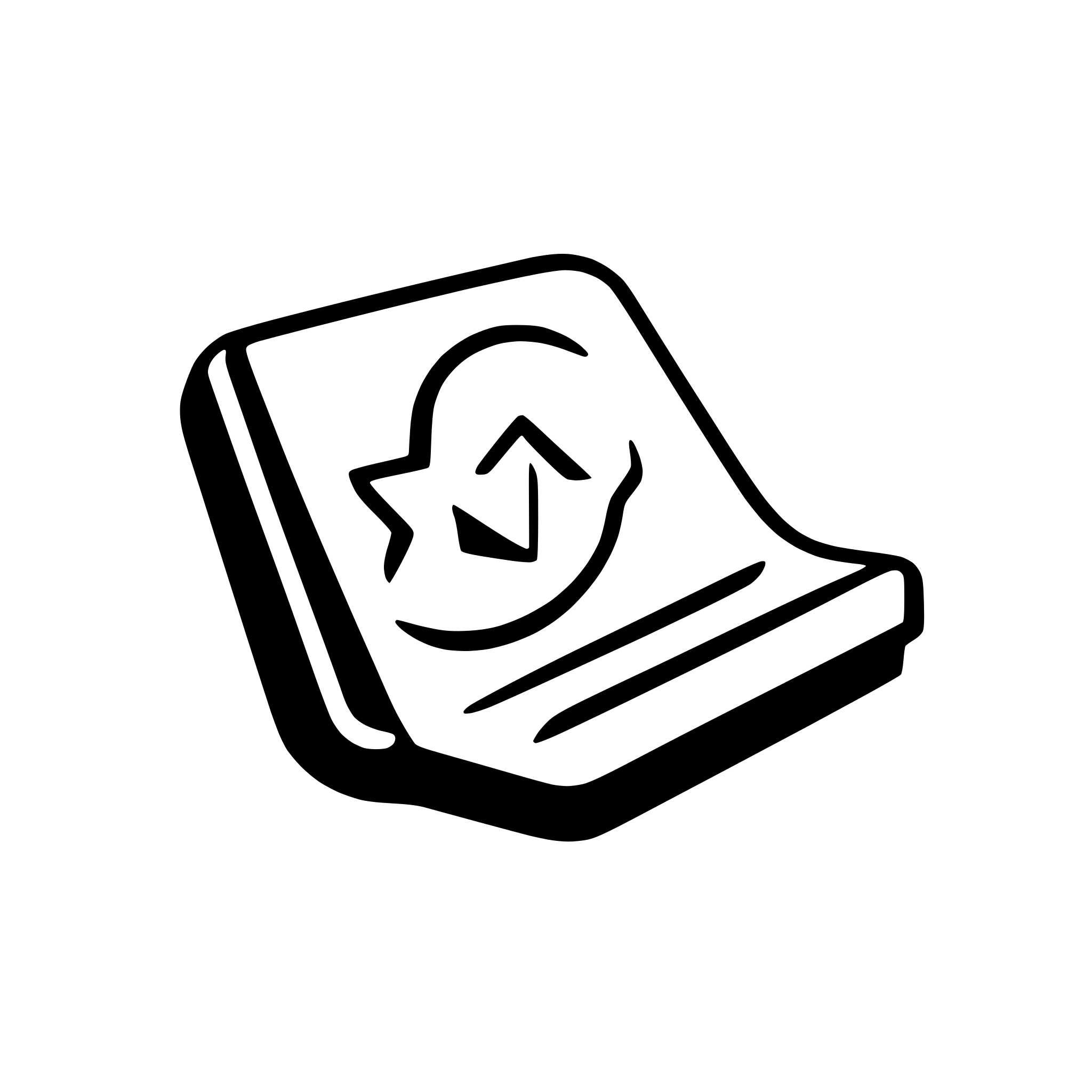 AI-generated SVG of a A emoji hovering over an open journal