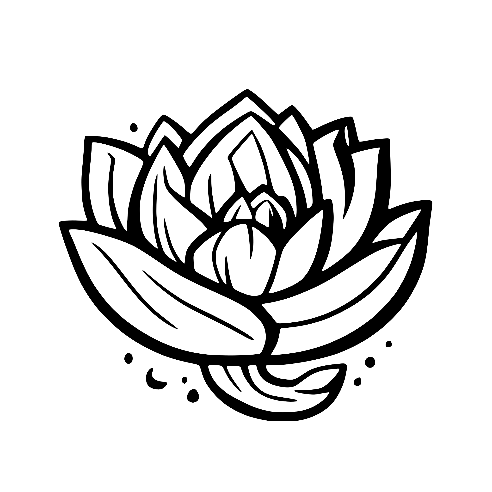 AI-generated SVG of a fantasy mandala, lotus flower, doodle style, without background
