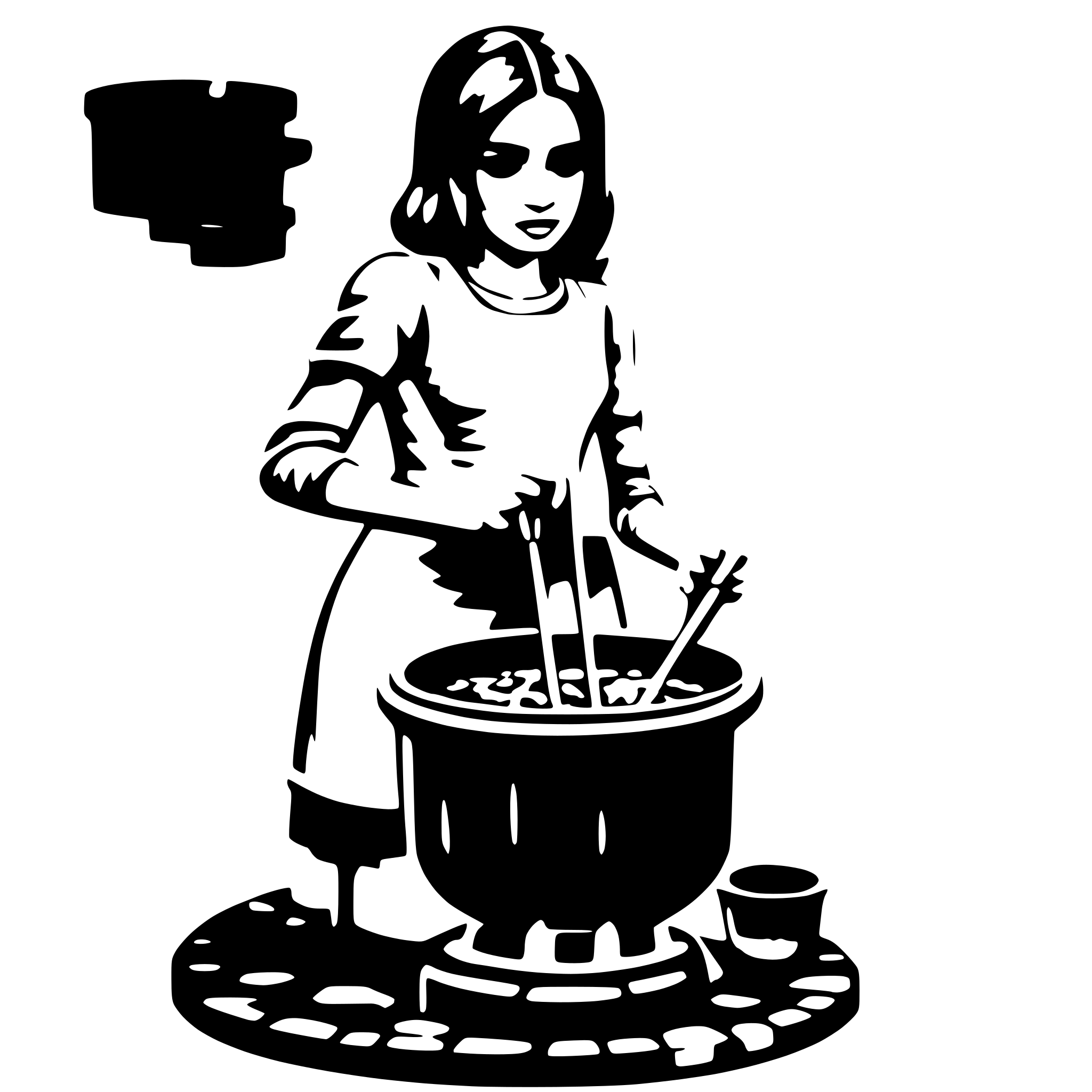 AI-generated SVG of 'Woman stirring cauldron simplistic'