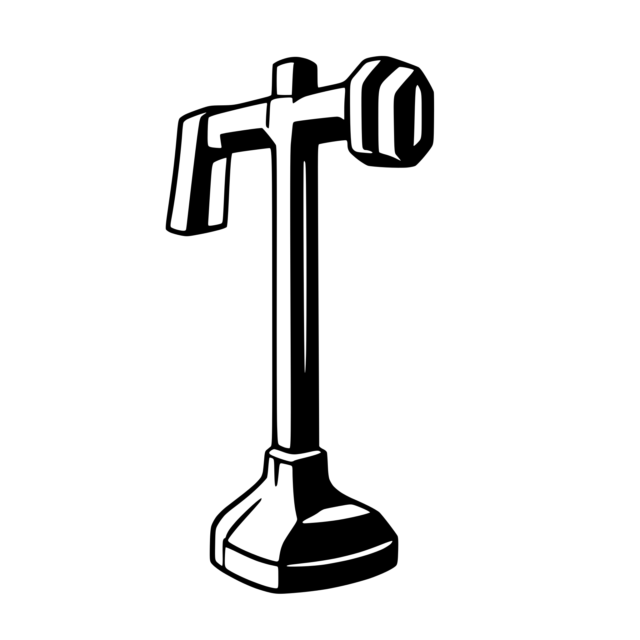 AI-generated SVG of a The SVG shows a simple line drawing of a sledgehammer. The sledgehammer has a head with a rectangular head. The head and handle are connected by a straight shaft. The sledgehammer is centered in the SVG and there are no other objects or interactions depicted.
