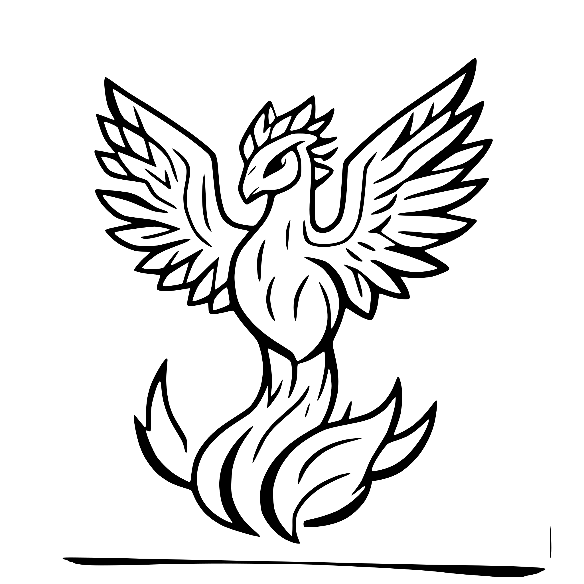 AI-generated SVG of 'phoenix rising with flames'