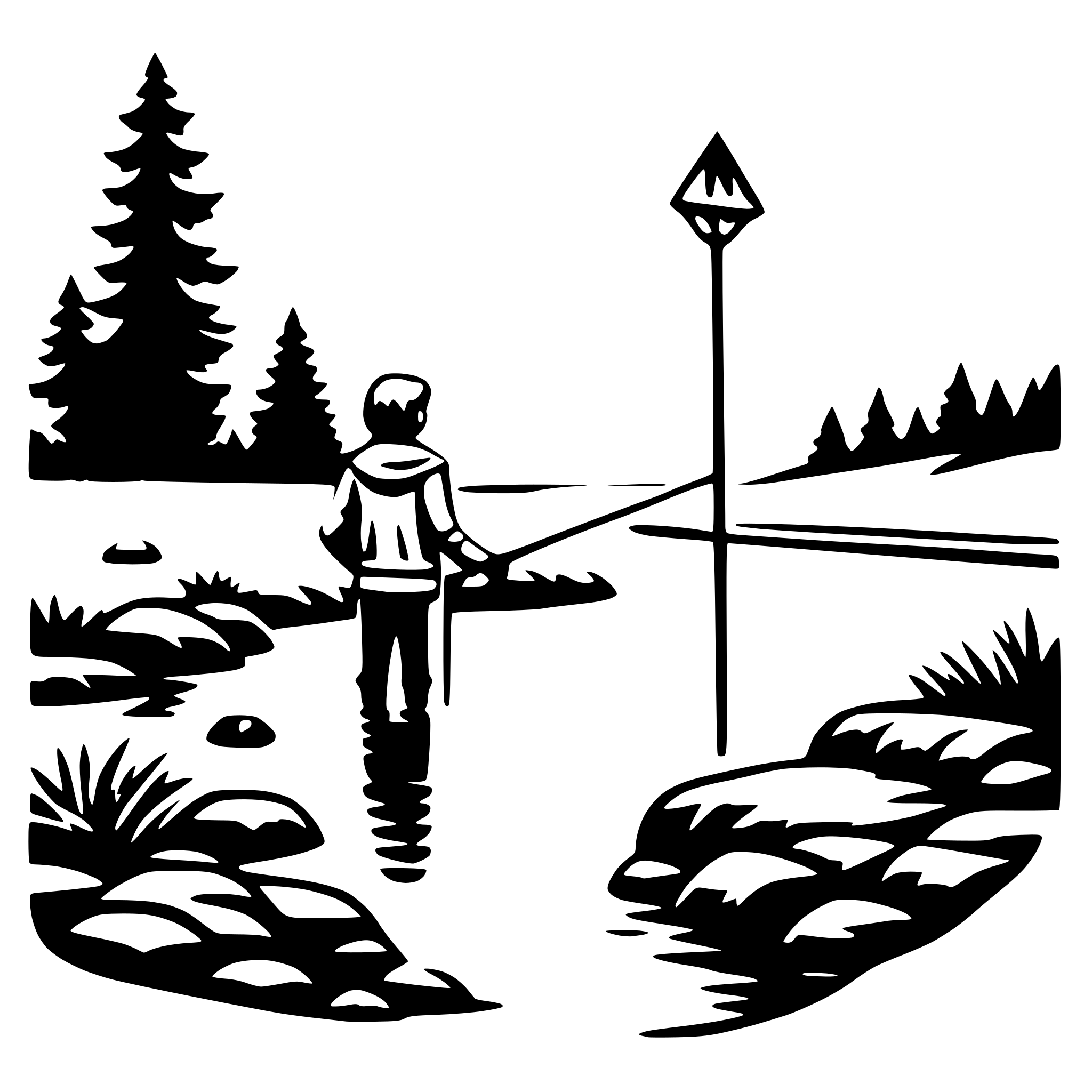 AI-generated SVG of a fishing in stream