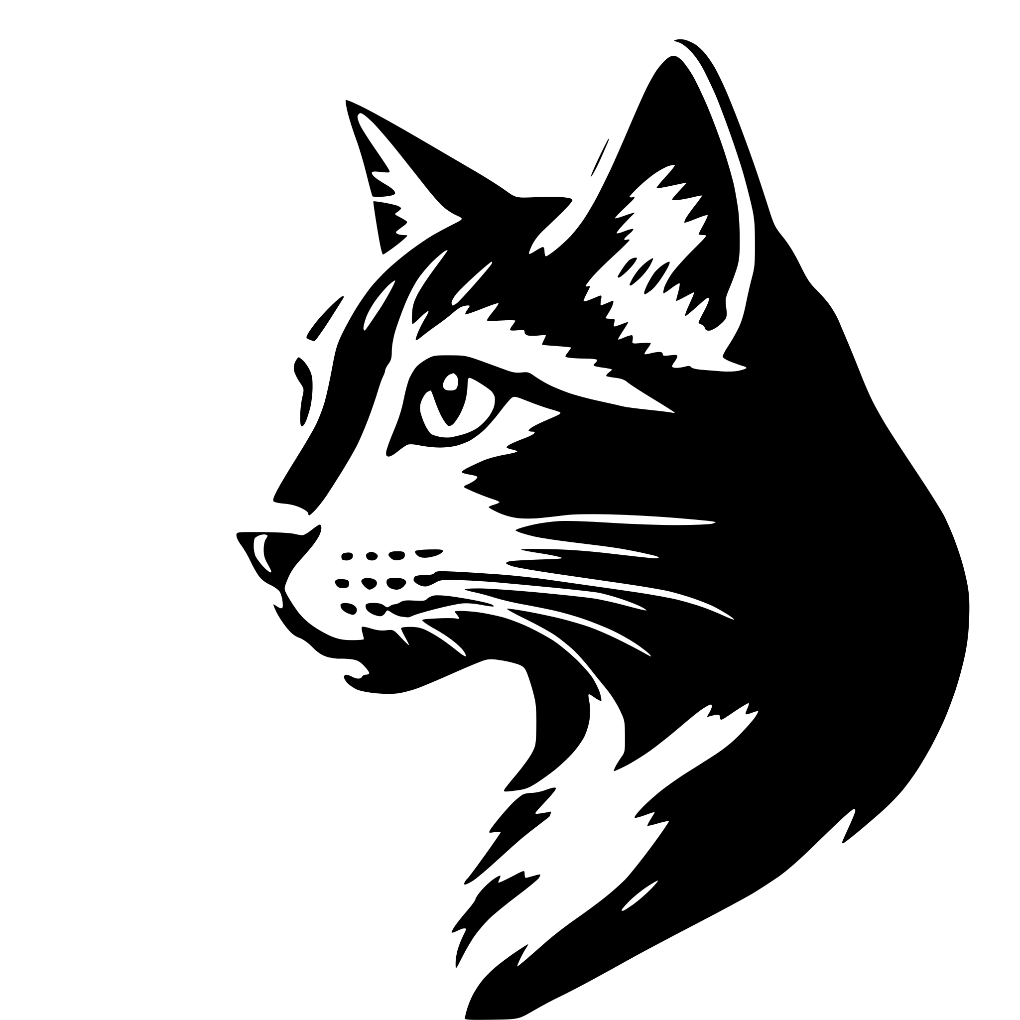 AI-generated SVG of a profile of cat, minimalist
