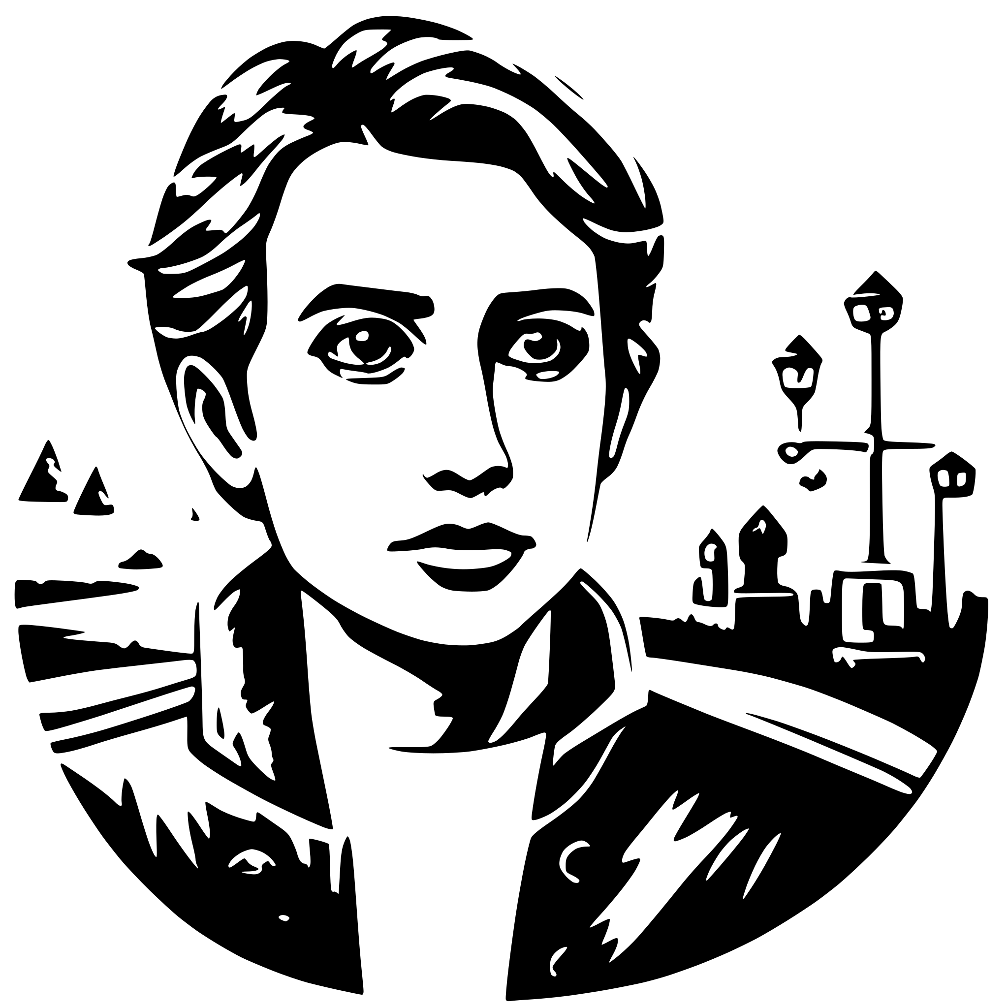 AI-generated SVG of a curious man