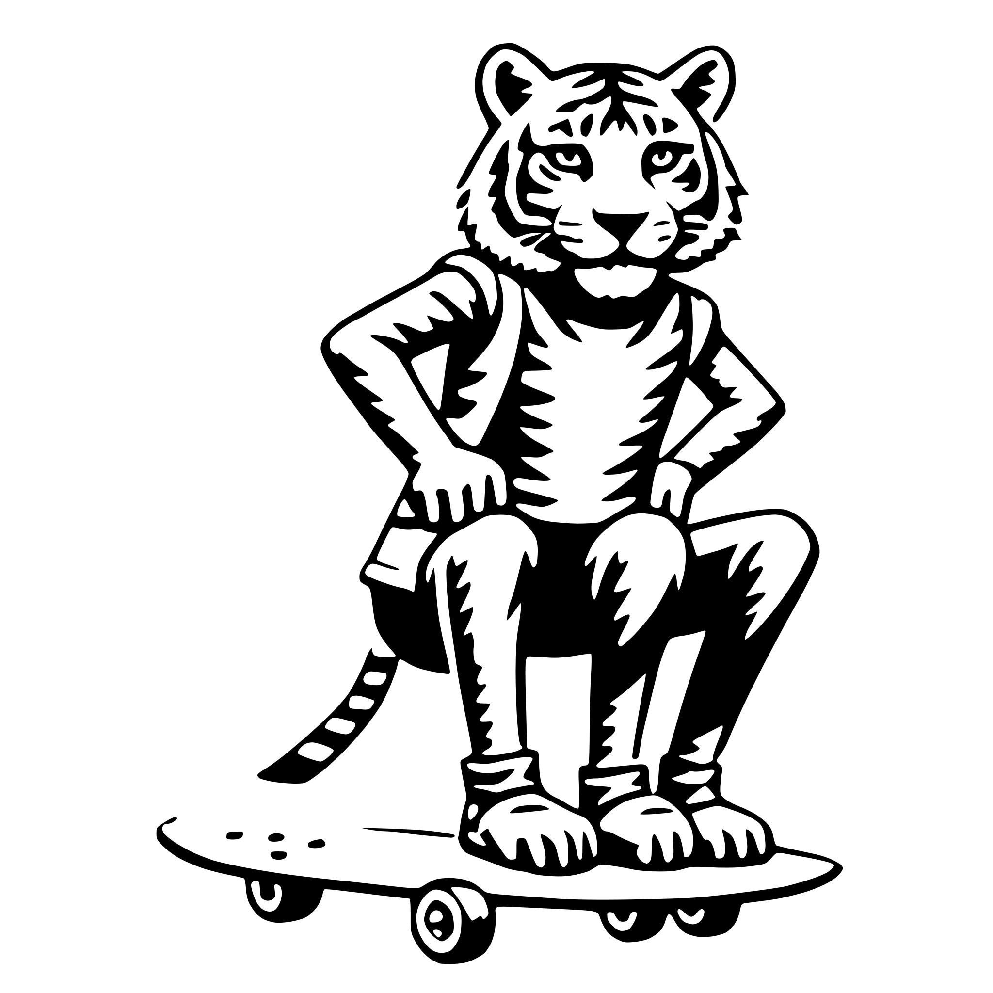 AI-generated SVG of 'tiger with skateboard'