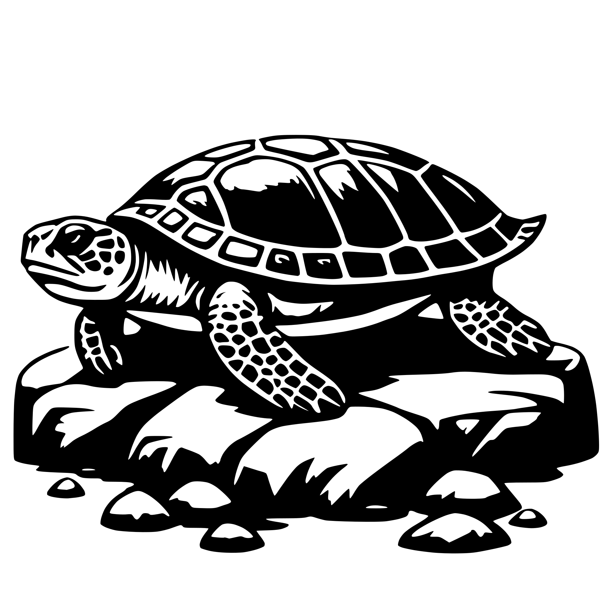 AI-generated SVG of 'Sea Turtle on rock'