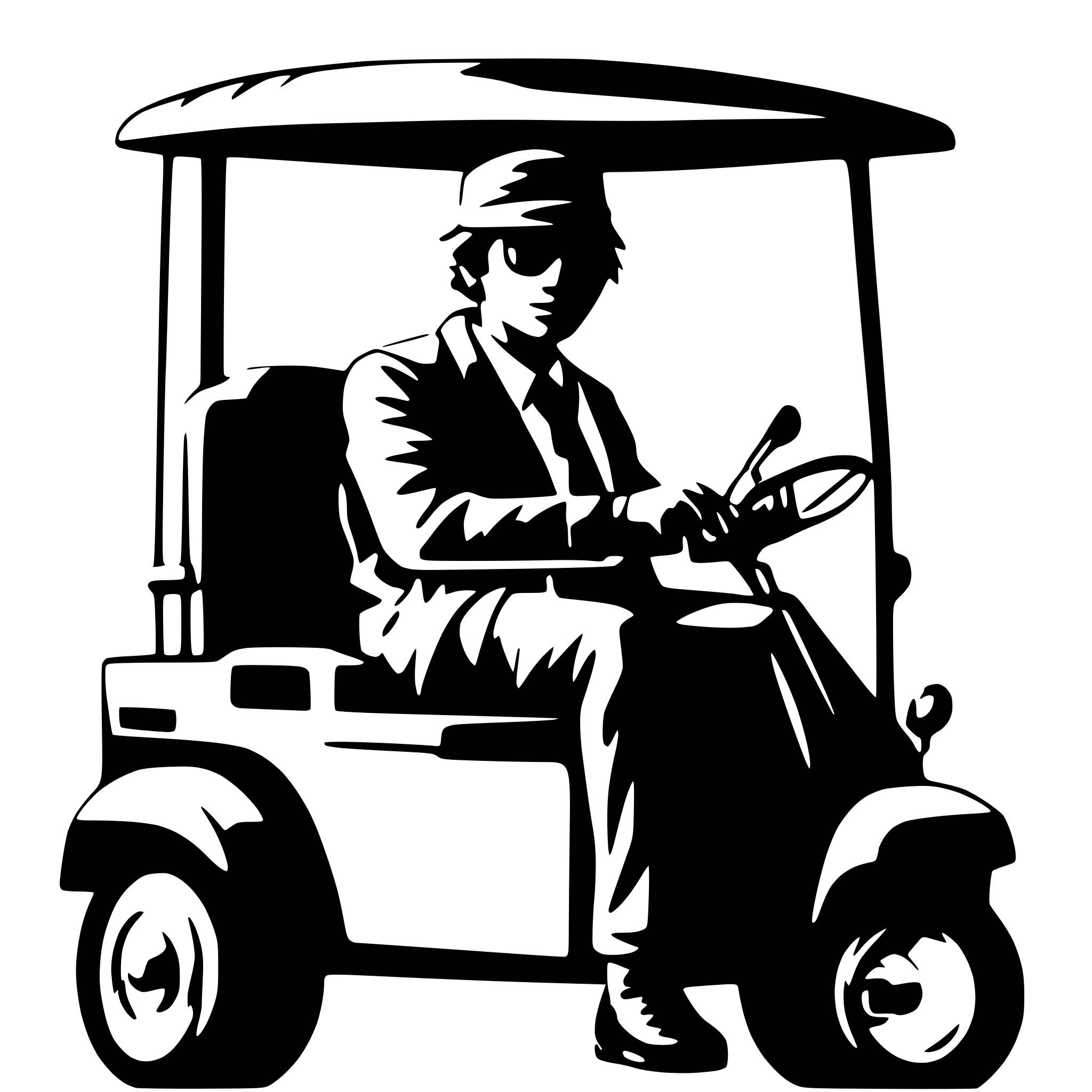 AI-generated SVG of a a mafia man sitting inside a golf cart