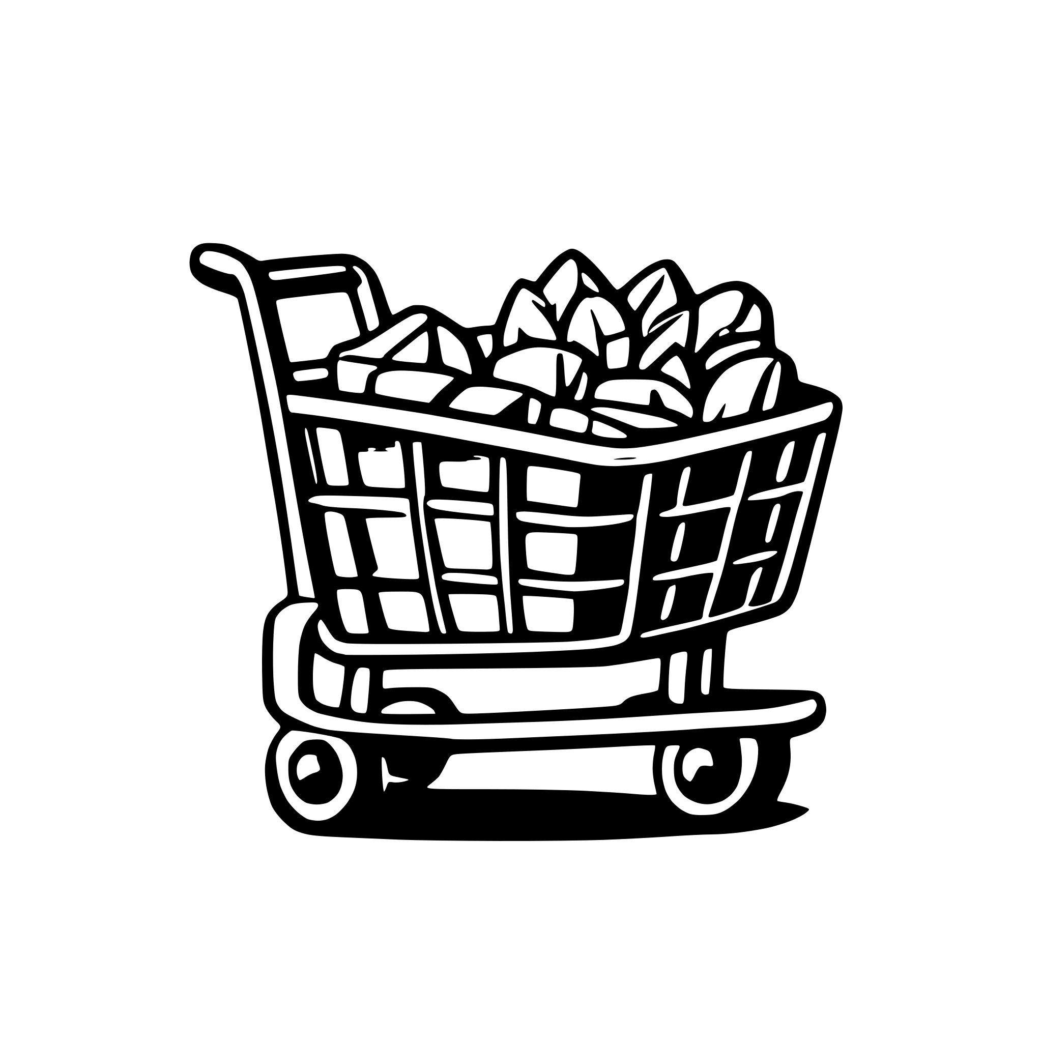 AI-generated SVG of a shopping cart in 2.5D style full of healthy tasty grocery