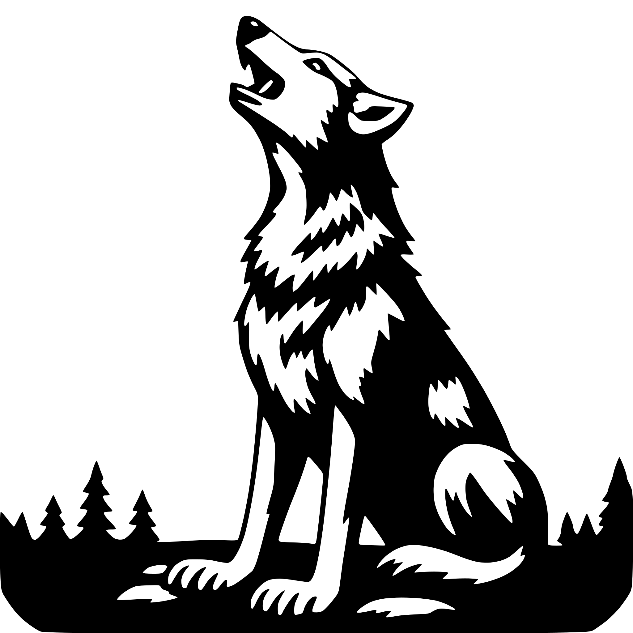 AI-generated SVG of 'wolf howling'